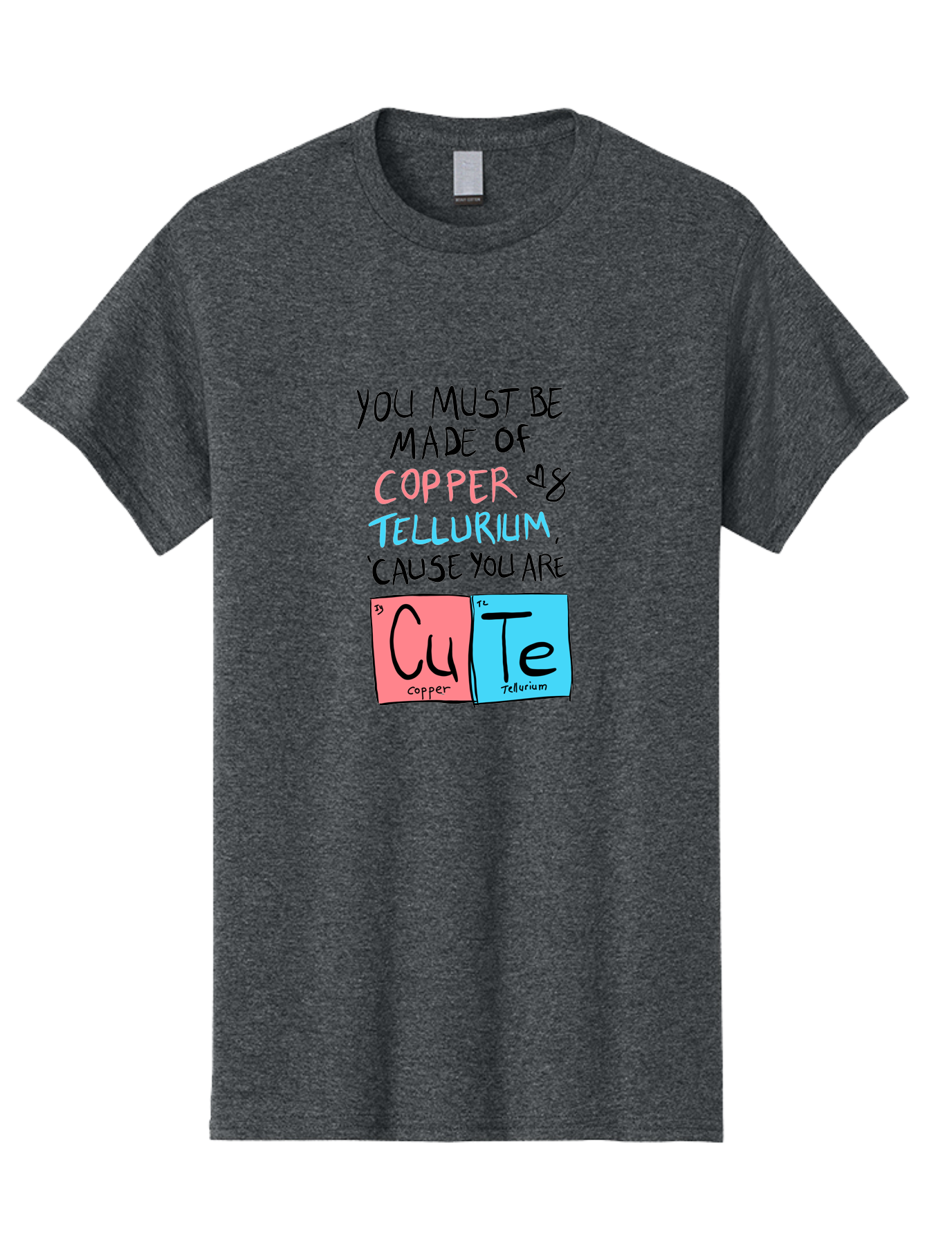 Cute-Chemistry-Pun Men'S Graphic Tee, 100% Cotton, Comfortable Casual Summer Wear, Machine Washable, Cute Chemistry Pun, Periodic Table Elements, Copper And Tellurium, Chemistry Joke, Science Humor, Funny Quote, Playful Design, -  Aaa022