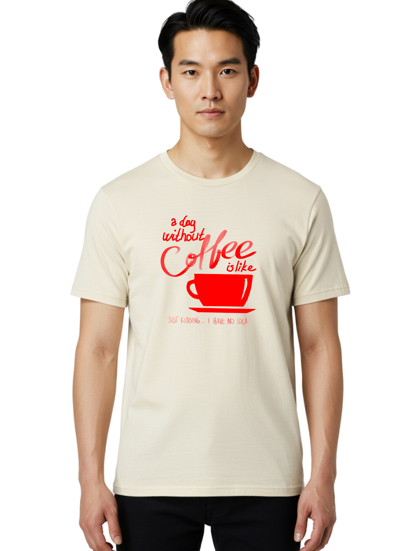 Day-Without-Coffee Men'S Graphic Tee, 100% Cotton, Comfortable Casual Summer Wear, Machine Washable, Coffee Lover, Caffeine Addiction, Morning Coffee, Coffee Quote, Coffee Humor, Coffee Joke, Red Coffee Cup -  Aaa023