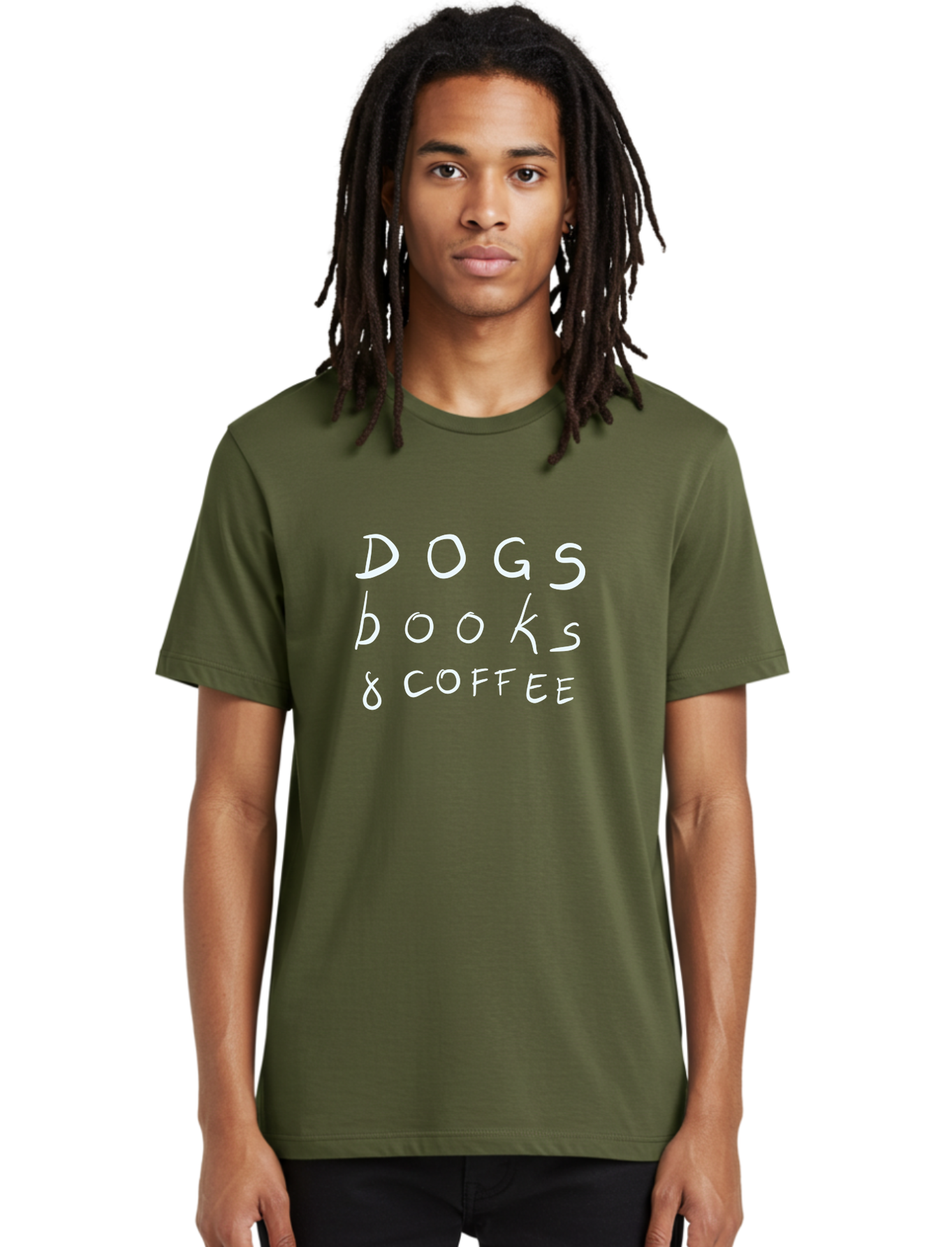 Dogs-Books-Coffee Men'S Graphic Tee, 100% Cotton, Comfortable Casual Summer Wear, Machine Washable, Dog Friendly Cafe, Coffee Shop, Bookstore, Dogs And Coffee, Pet Friendly, Relaxed Atmosphere, Casual Vibe, Coffee Culture -  Aaa025