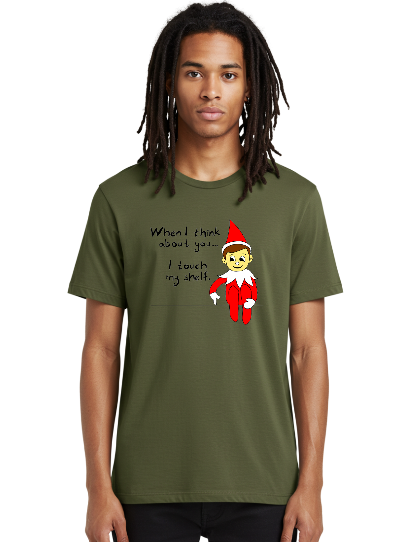 Elf-On-The-Shelf-Meme Men'S Graphic Tee, 100% Cotton, Comfortable Casual Summer Wear, Machine Washable, Elf On The Shelf, Christmas Humor, Funny Elf, Holiday Jokes, Christmas Fun, Elf Antics, Festive Humor -  Aaa031