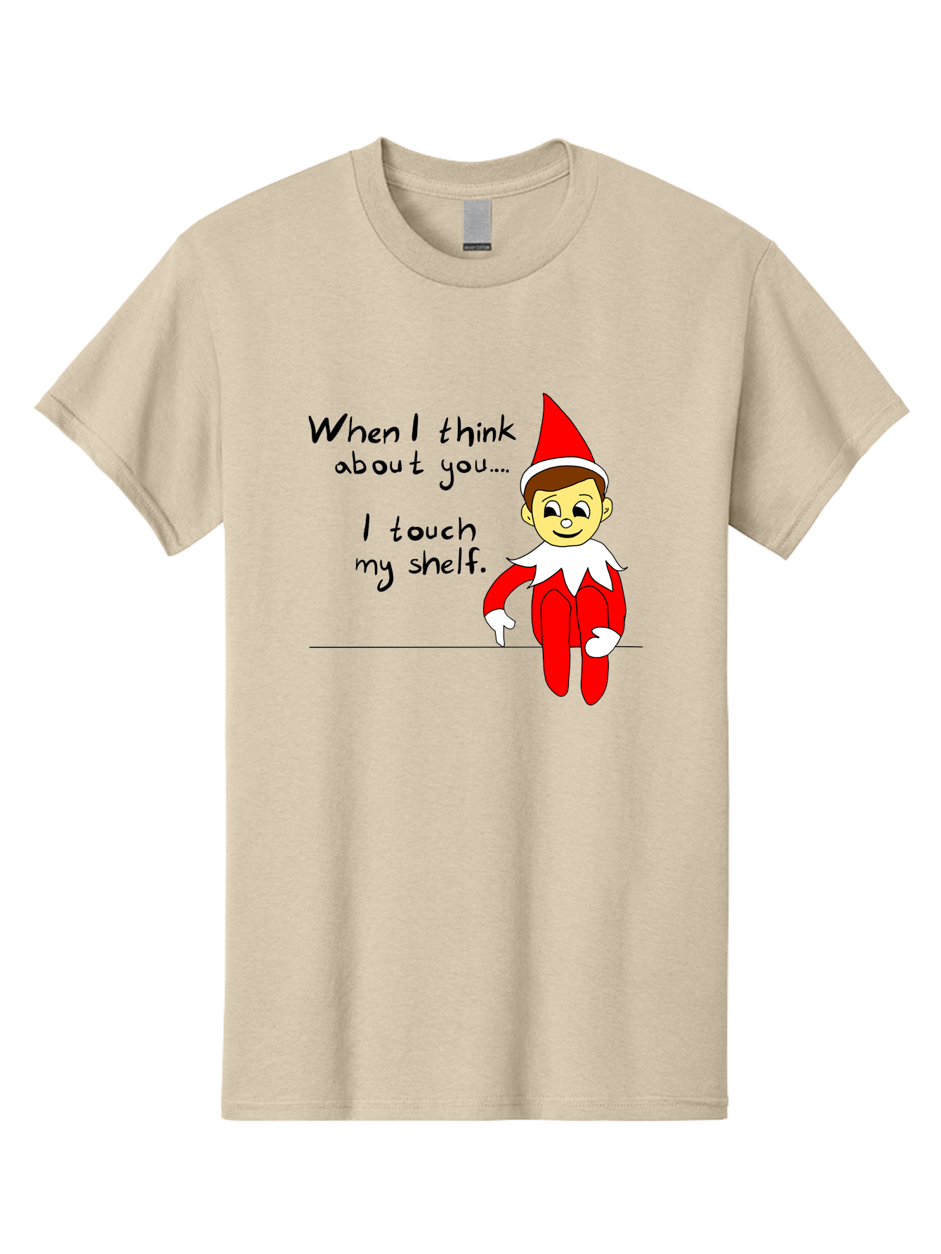 Elf-On-The-Shelf-Meme Men'S Graphic Tee, 100% Cotton, Comfortable Casual Summer Wear, Machine Washable, Elf On The Shelf, Christmas Humor, Funny Elf, Holiday Jokes, Christmas Fun, Elf Antics, Festive Humor -  Aaa031