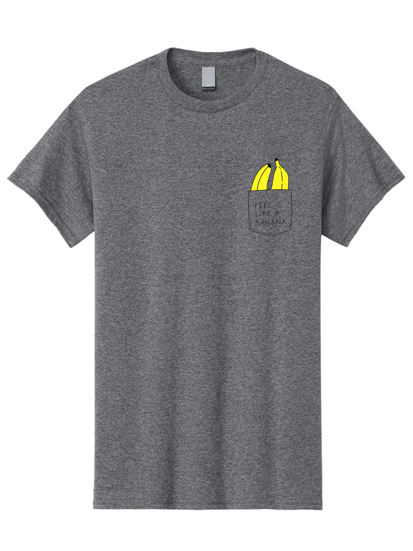 Feel-Like-A-Banana Men'S Graphic Tee, 100% Cotton, Comfortable Casual Summer Wear, Machine Washable, Yellow Bananas, Playful Illustration, Pocket With Text, Humorous Quote, Funny Design, Quirky Art, Banana Theme, Creative Typography, -  Aaa036