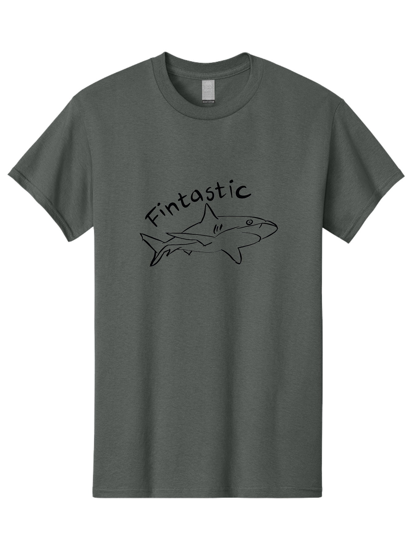 Fintastic-Shark Men'S Graphic Tee, 100% Cotton, Comfortable Casual Summer Wear, Machine Washable, Shark Graphic, Hand Drawn Illustration, Marine Life Art, Fin-Tastic Design, Ocean Creature, Cartoon Shark, Fish-Themed Graphic -  Aaa038