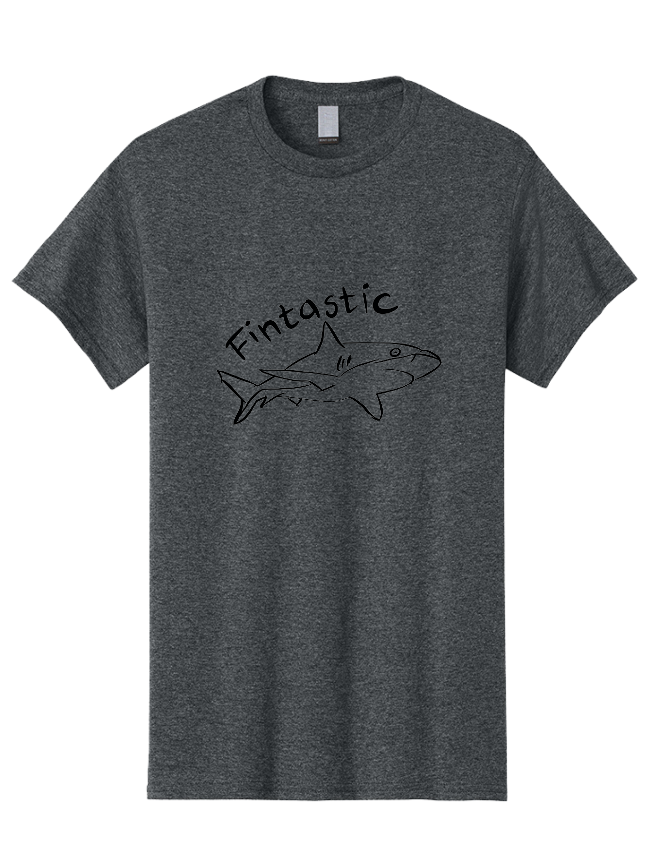 Fintastic-Shark Men'S Graphic Tee, 100% Cotton, Comfortable Casual Summer Wear, Machine Washable, Shark Graphic, Hand Drawn Illustration, Marine Life Art, Fin-Tastic Design, Ocean Creature, Cartoon Shark, Fish-Themed Graphic -  Aaa038
