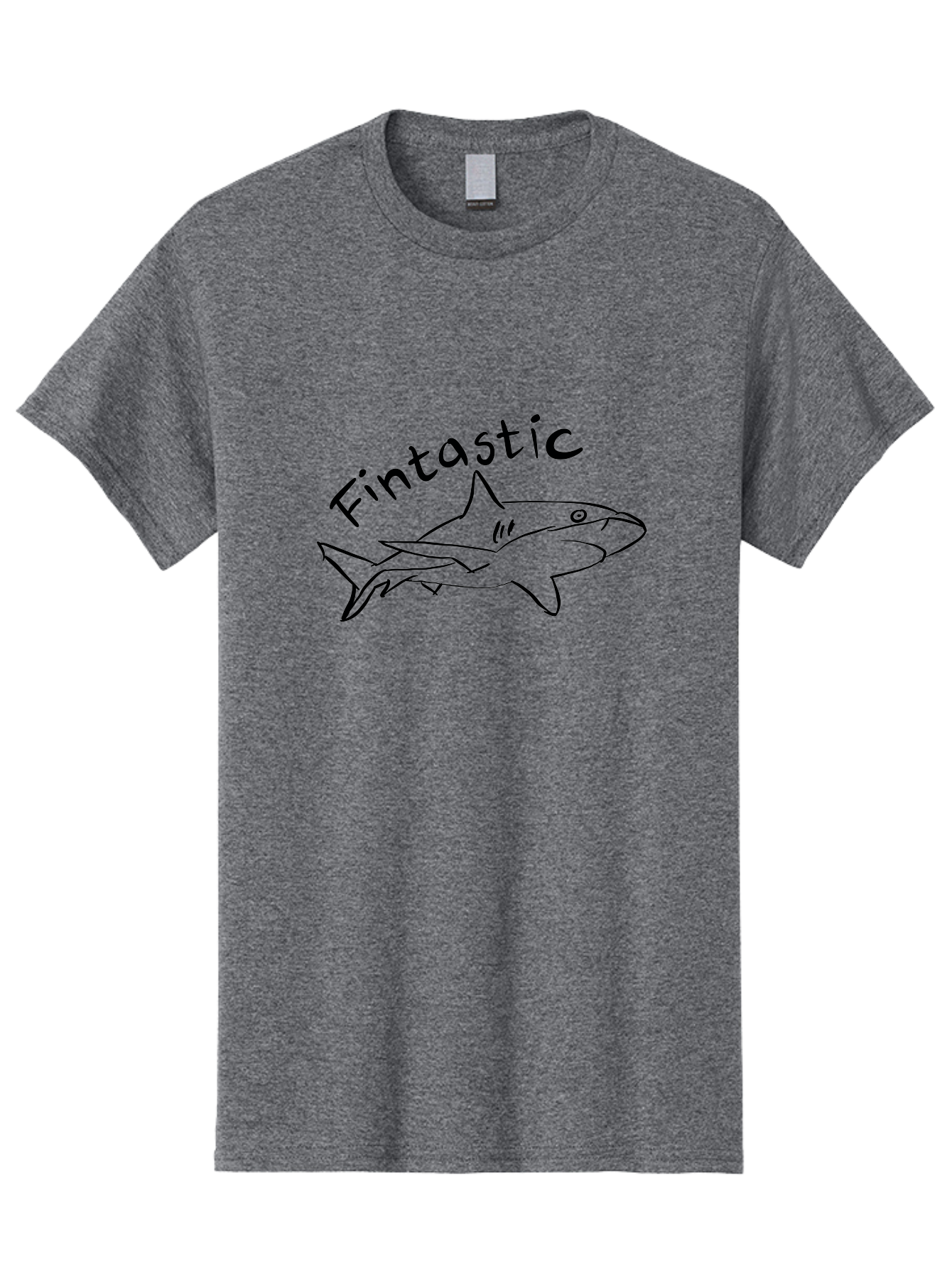 Fintastic-Shark Men'S Graphic Tee, 100% Cotton, Comfortable Casual Summer Wear, Machine Washable, Shark Graphic, Hand Drawn Illustration, Marine Life Art, Fin-Tastic Design, Ocean Creature, Cartoon Shark, Fish-Themed Graphic -  Aaa038