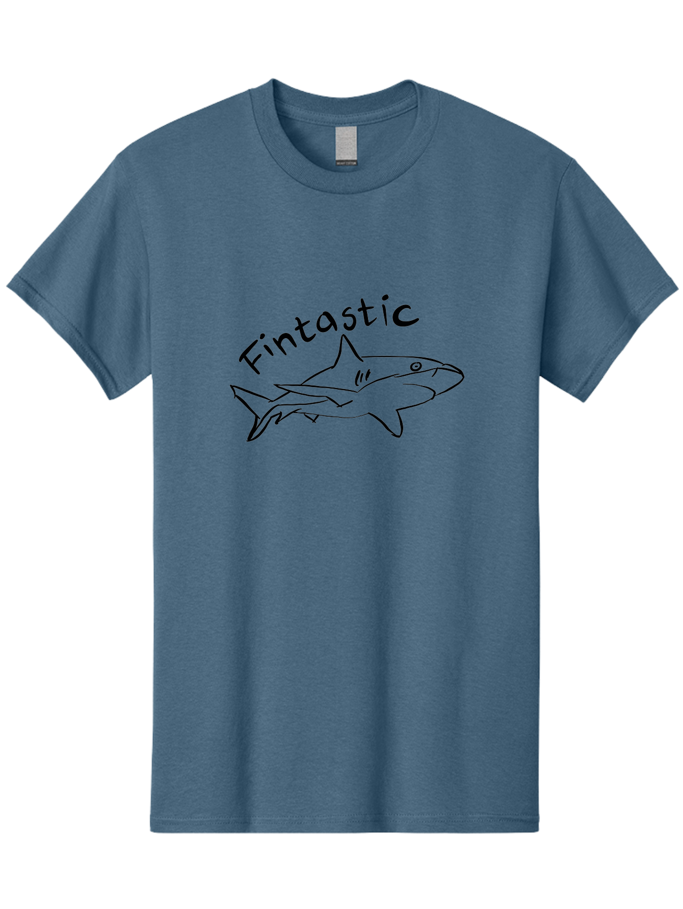 Fintastic-Shark Men'S Graphic Tee, 100% Cotton, Comfortable Casual Summer Wear, Machine Washable, Shark Graphic, Hand Drawn Illustration, Marine Life Art, Fin-Tastic Design, Ocean Creature, Cartoon Shark, Fish-Themed Graphic -  Aaa038