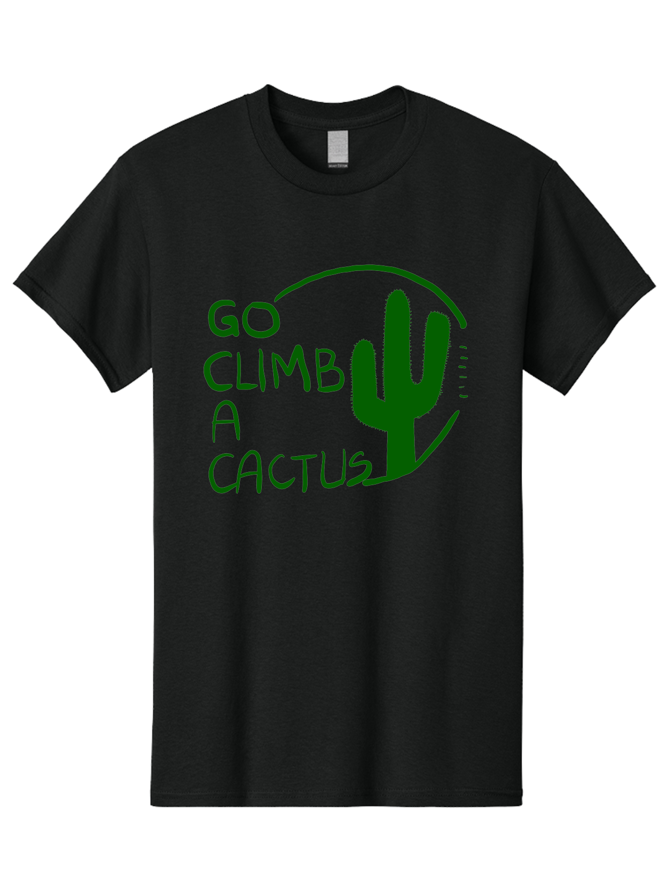 Go-Climb-A-Cactus Men'S Graphic Tee, 100% Cotton, Comfortable Casual Summer Wear, Machine Washable, Go Climb Cactus, Funny Sayings, Motivational Quotes, Satire, Humor, Adventure, Outdoors, Quirky, Cactus Love, Sarcasm -  Aaa047