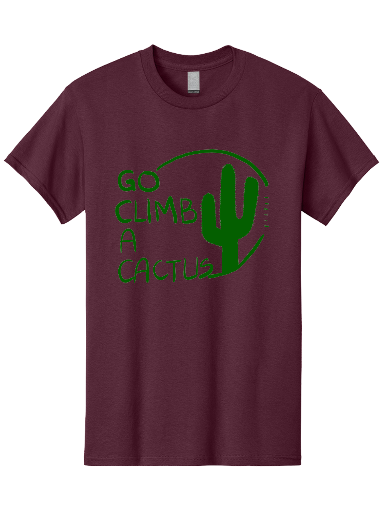Go-Climb-A-Cactus Men'S Graphic Tee, 100% Cotton, Comfortable Casual Summer Wear, Machine Washable, Go Climb Cactus, Funny Sayings, Motivational Quotes, Satire, Humor, Adventure, Outdoors, Quirky, Cactus Love, Sarcasm -  Aaa047