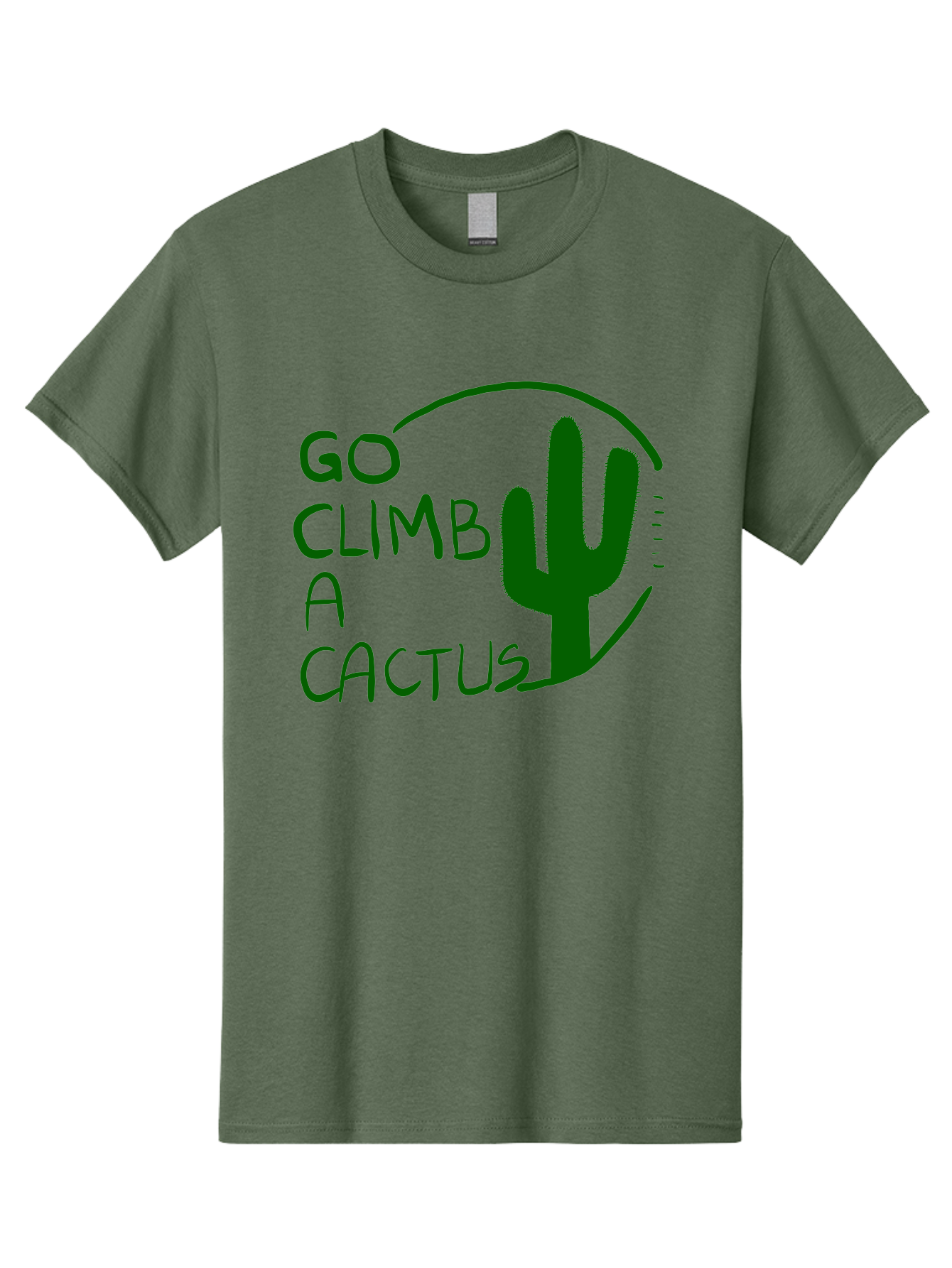 Go-Climb-A-Cactus Men'S Graphic Tee, 100% Cotton, Comfortable Casual Summer Wear, Machine Washable, Go Climb Cactus, Funny Sayings, Motivational Quotes, Satire, Humor, Adventure, Outdoors, Quirky, Cactus Love, Sarcasm -  Aaa047