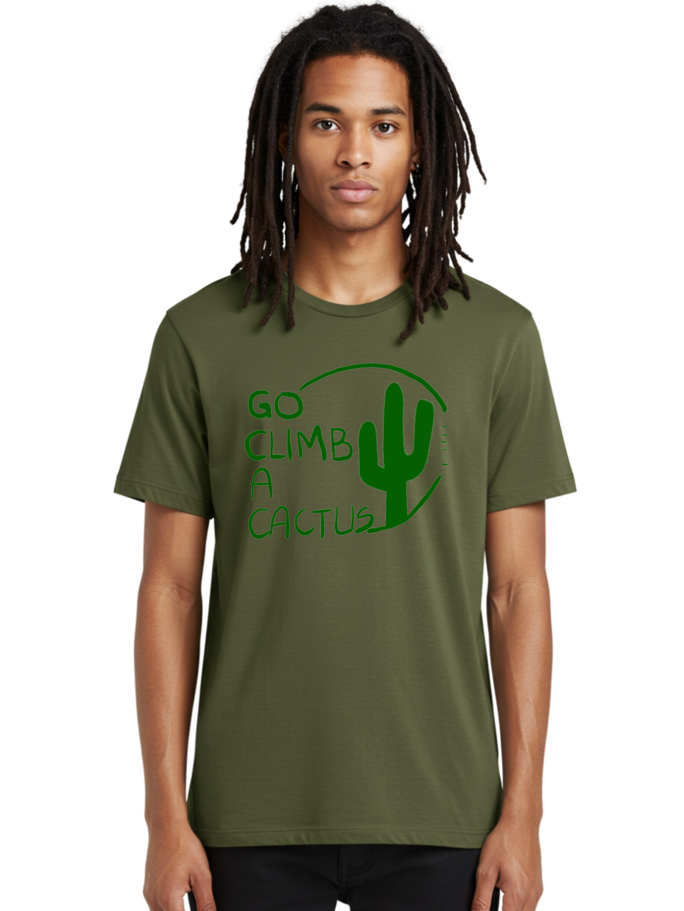 Go-Climb-A-Cactus Men'S Graphic Tee, 100% Cotton, Comfortable Casual Summer Wear, Machine Washable, Go Climb Cactus, Funny Sayings, Motivational Quotes, Satire, Humor, Adventure, Outdoors, Quirky, Cactus Love, Sarcasm -  Aaa047