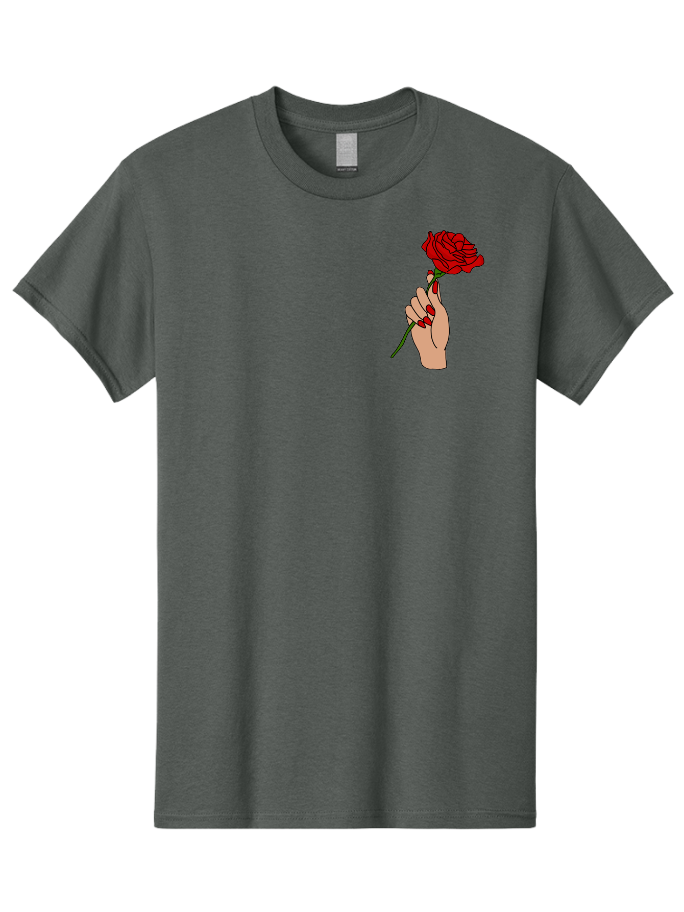 Hand-Holding-Red-Rose Men'S Graphic Tee, 100% Cotton, Comfortable Casual Summer Wear, Machine Washable, Hand Holding Red Rose, Red Rose Illustration, Romantic Gesture, Beautiful Flowers, Lovely Illustration, Cartoon Hand, Red Flowers -  Aaa050