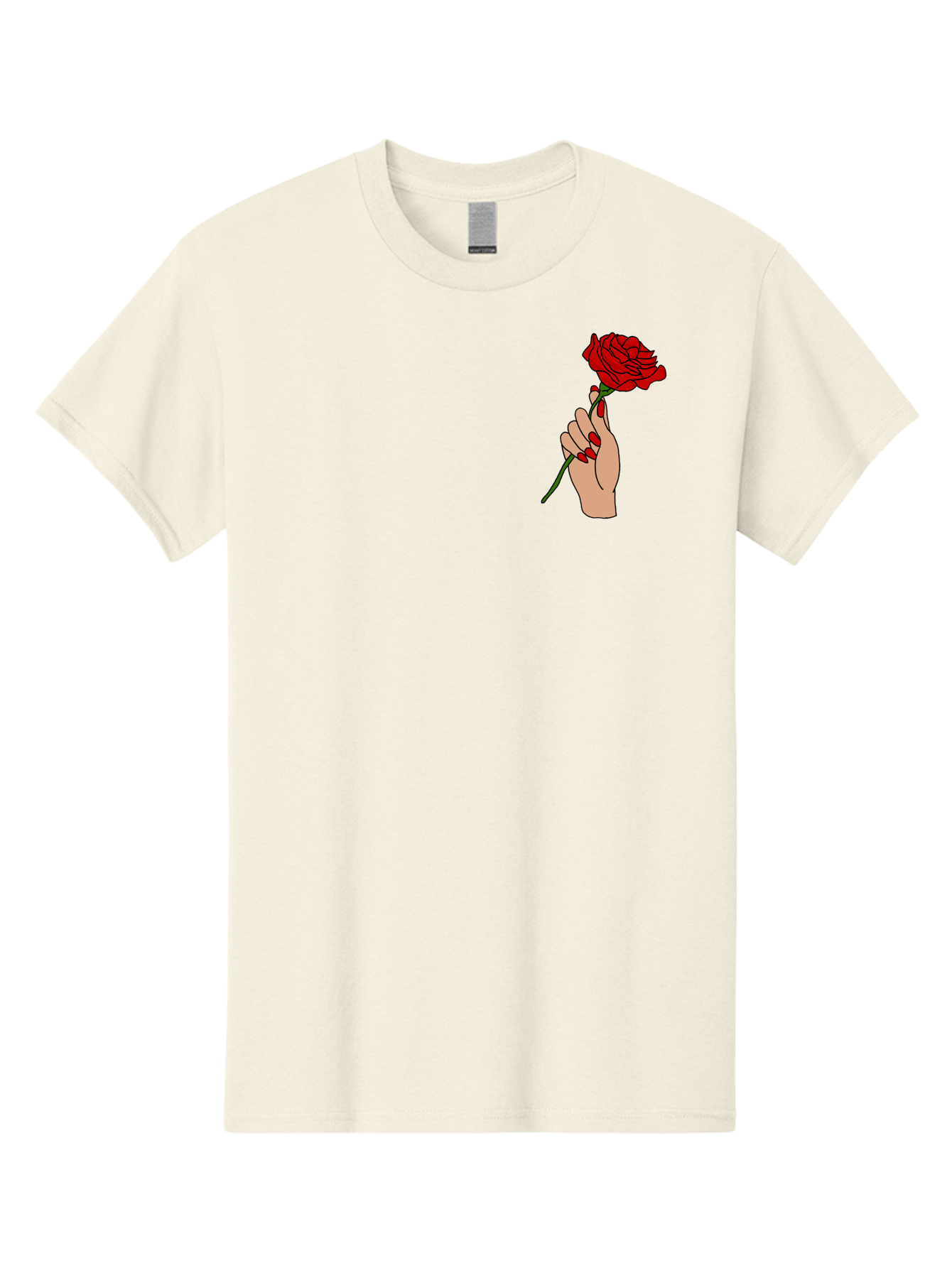 Hand-Holding-Red-Rose Men'S Graphic Tee, 100% Cotton, Comfortable Casual Summer Wear, Machine Washable, Hand Holding Red Rose, Red Rose Illustration, Romantic Gesture, Beautiful Flowers, Lovely Illustration, Cartoon Hand, Red Flowers -  Aaa050
