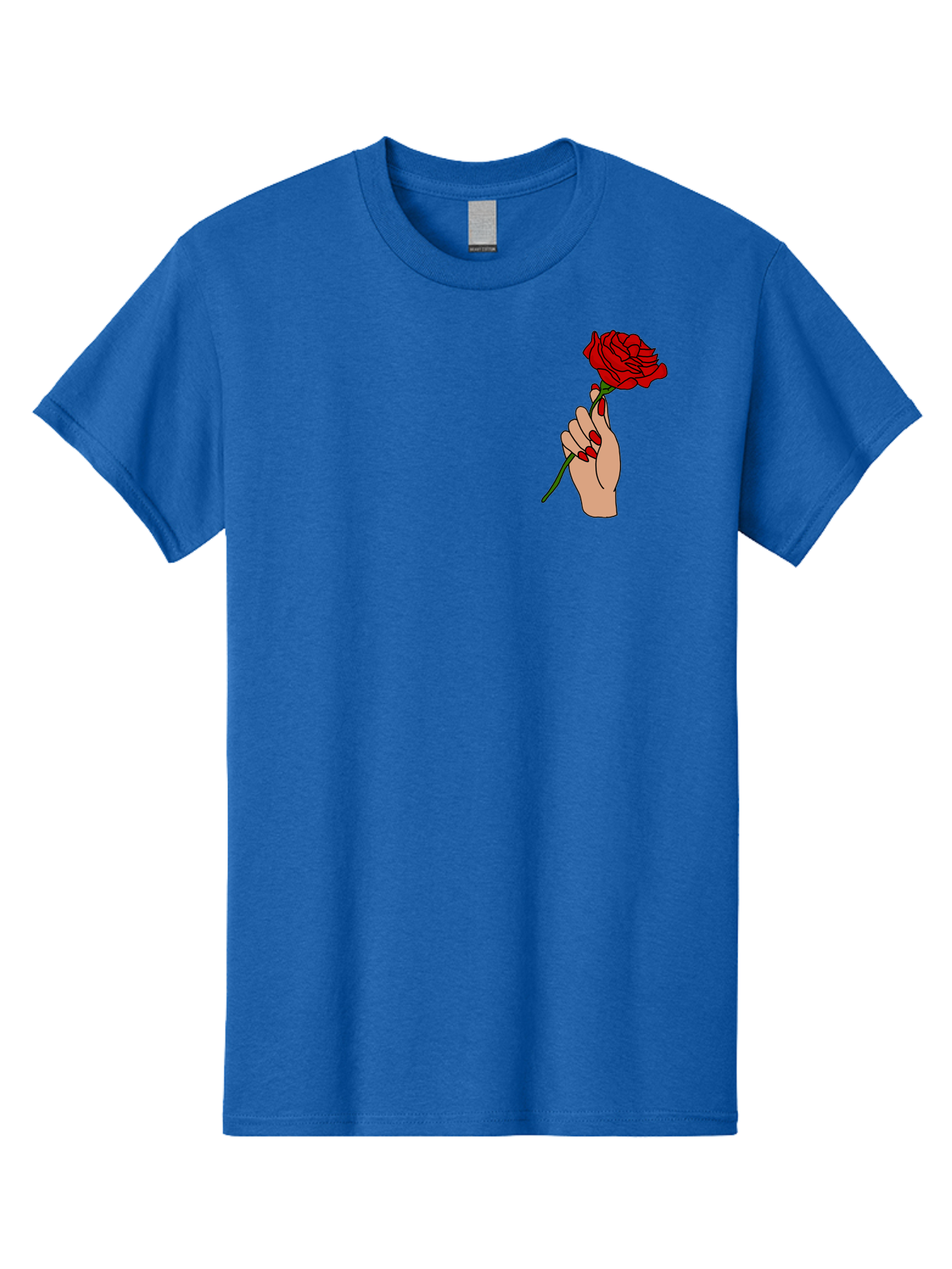 Hand-Holding-Red-Rose Men'S Graphic Tee, 100% Cotton, Comfortable Casual Summer Wear, Machine Washable, Hand Holding Red Rose, Red Rose Illustration, Romantic Gesture, Beautiful Flowers, Lovely Illustration, Cartoon Hand, Red Flowers -  Aaa050