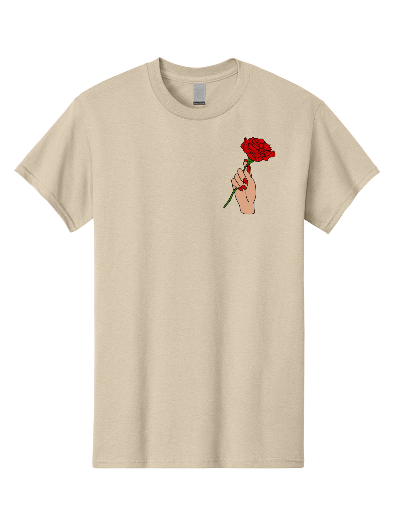 Hand-Holding-Red-Rose Men'S Graphic Tee, 100% Cotton, Comfortable Casual Summer Wear, Machine Washable, Hand Holding Red Rose, Red Rose Illustration, Romantic Gesture, Beautiful Flowers, Lovely Illustration, Cartoon Hand, Red Flowers -  Aaa050