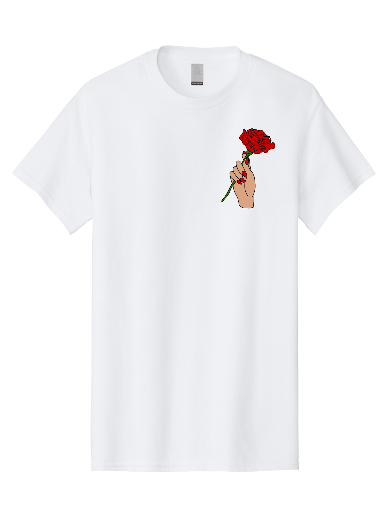 Hand-Holding-Red-Rose Men'S Graphic Tee, 100% Cotton, Comfortable Casual Summer Wear, Machine Washable, Hand Holding Red Rose, Red Rose Illustration, Romantic Gesture, Beautiful Flowers, Lovely Illustration, Cartoon Hand, Red Flowers -  Aaa050