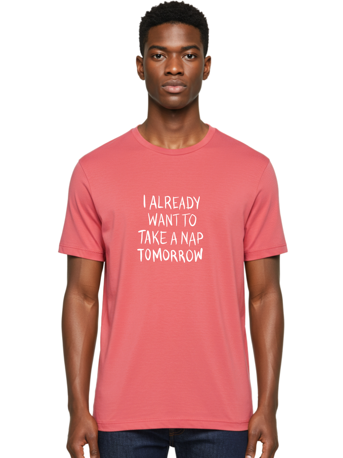 I-Already-Want-To-Take-A-Nap-Tomorrow Men'S Graphic Tee, 100% Cotton, Comfortable Casual Summer Wear, Machine Washable, Funny Quotes, Sleepy Vibes, Nap Time, Relaxation Mode, Tired Humor, Sleep Deprivation, Humorous Sayings, Funny Memes, -  Aaa056