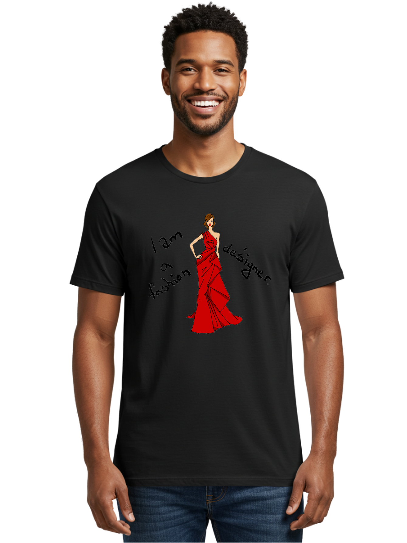 fashion designer, stylish woman, red dress, elegant pose, fashion statement, design inspiration, fashion illustration, designer clothing