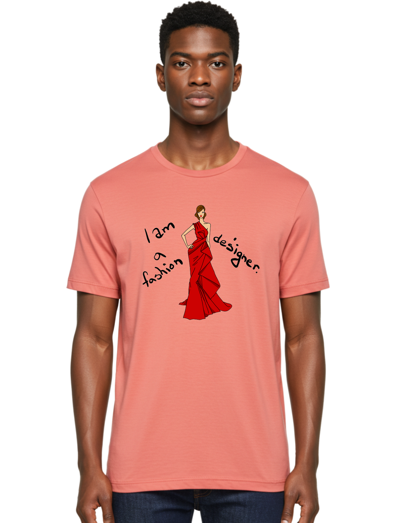 fashion designer, stylish woman, red dress, elegant pose, fashion statement, design inspiration, fashion illustration, designer clothing
