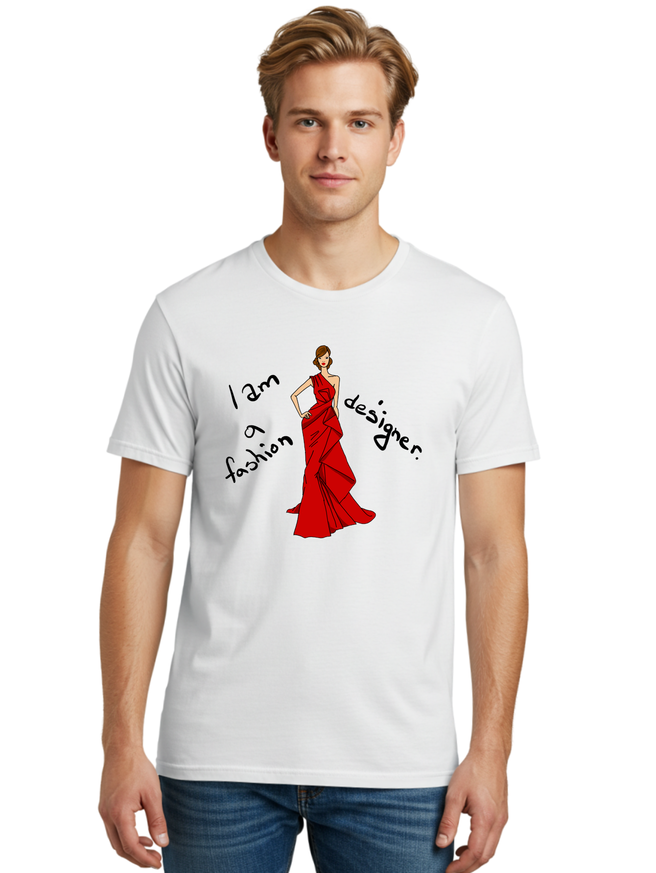 fashion designer, stylish woman, red dress, elegant pose, fashion statement, design inspiration, fashion illustration, designer clothing