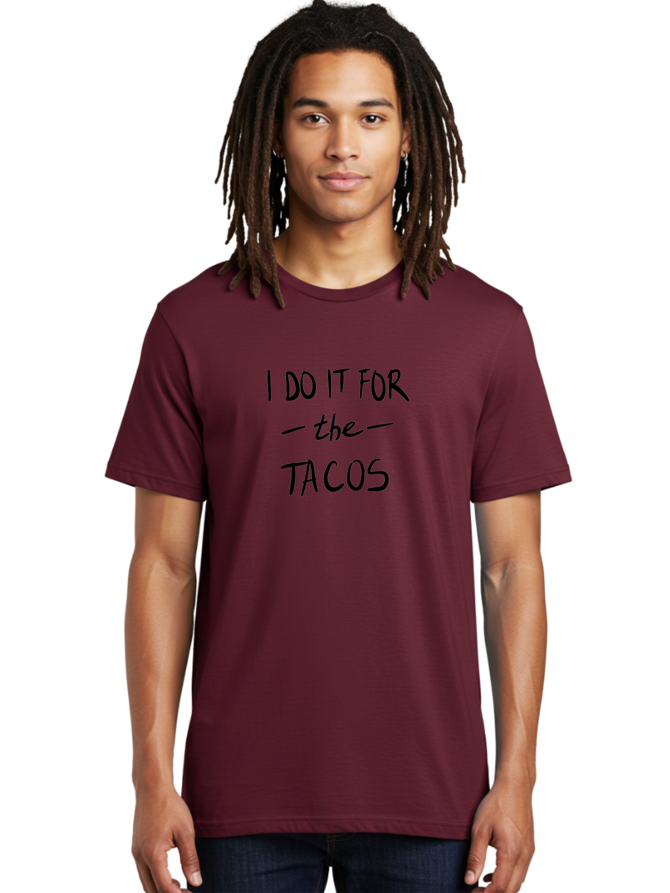 I-Do-It-For-The-Tacos Men'S Graphic Tee, 100% Cotton, Comfortable Casual Summer Wear, Machine Washable, Funny Quote, Taco Love, Foodie Humor, Hilarious Meme, Motivational Phrase, Taco Motivation -  Aaa060