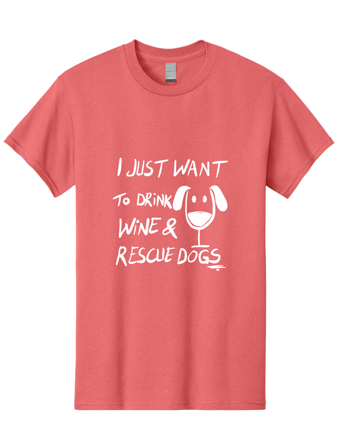 I-Just-Want-To-Drink-Wine-Rescue-Dogs Men'S Graphic Tee, 100% Cotton, Comfortable Casual Summer Wear, Machine Washable, Wine Glass Dog, Drink Wine, Rescue Dogs, Dog Lover, Wine Lover, Pet Rescue, Animal Shelter, Charity Support, Funny Quote -  Aaa065