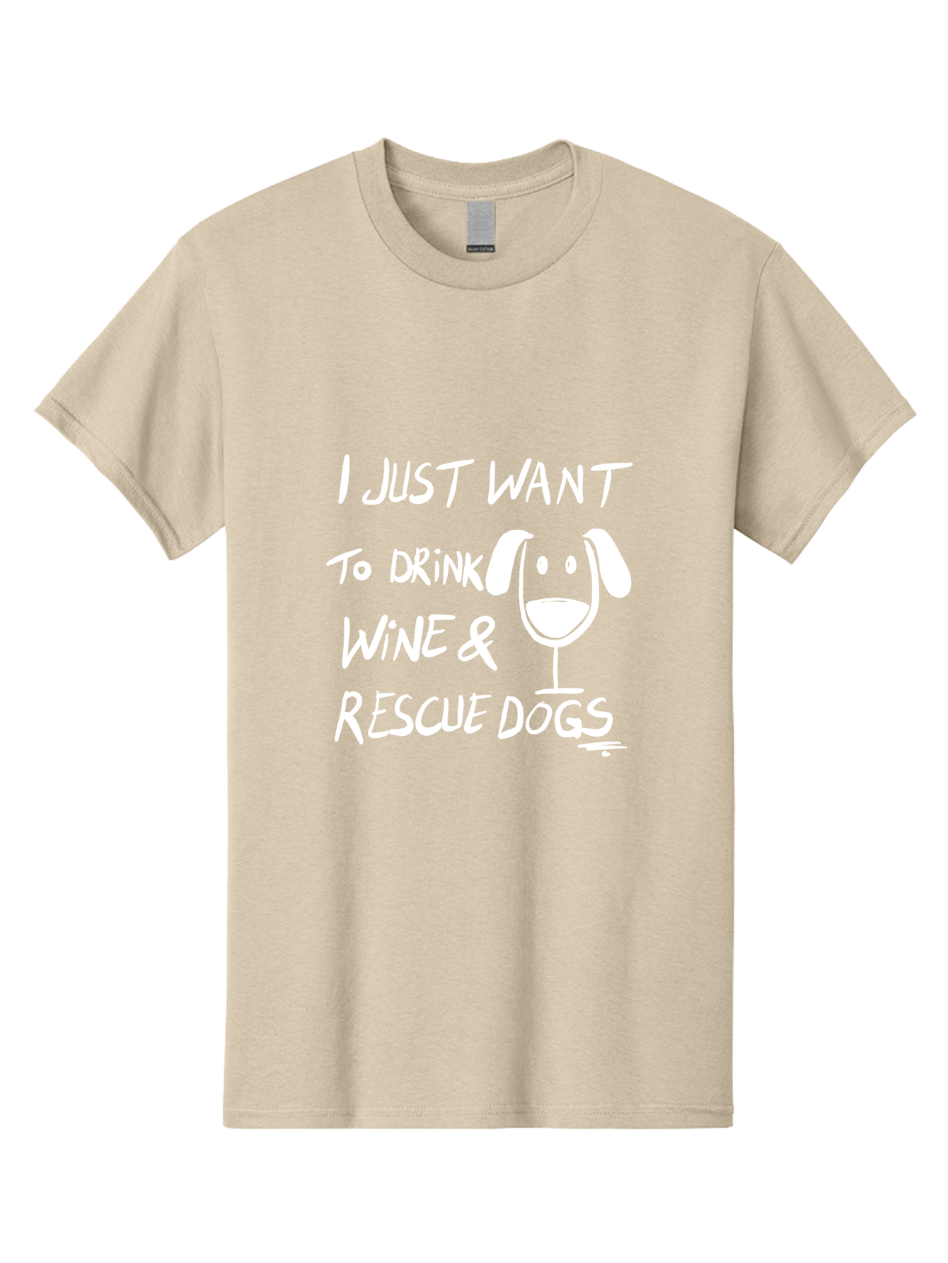I-Just-Want-To-Drink-Wine-Rescue-Dogs Men'S Graphic Tee, 100% Cotton, Comfortable Casual Summer Wear, Machine Washable, Wine Glass Dog, Drink Wine, Rescue Dogs, Dog Lover, Wine Lover, Pet Rescue, Animal Shelter, Charity Support, Funny Quote -  Aaa065