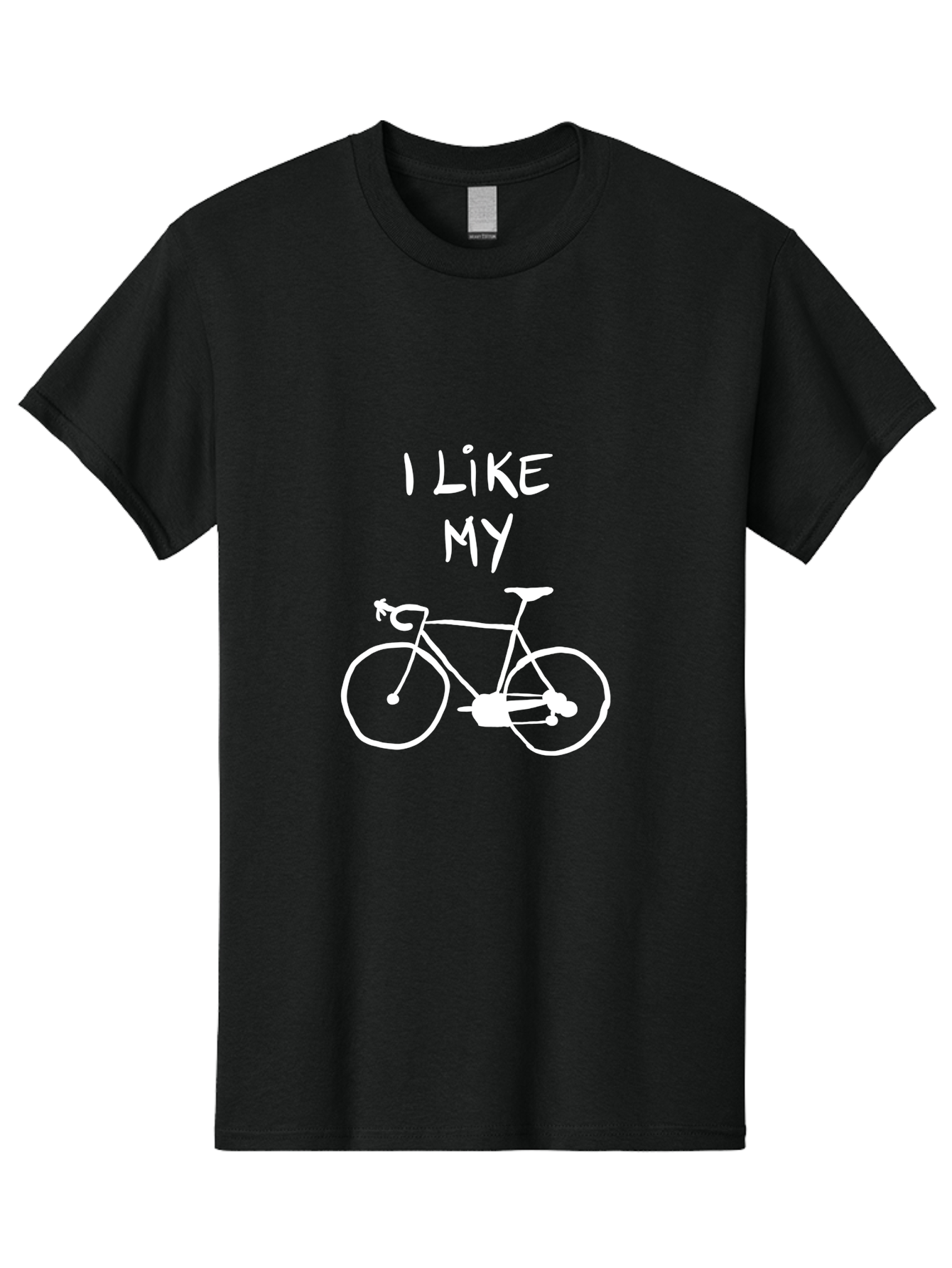 I-Like-My-Bicycle Men'S Graphic Tee, 100% Cotton, Comfortable Casual Summer Wear, Machine Washable, Cycling Culture, Bike Enthusiasts, Love For Cycling, Bicycle Appreciation, Fun Graphic, Simple Design, White Bicycle -  Aaa067