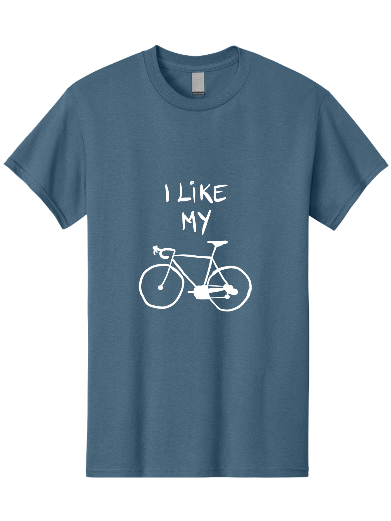 I-Like-My-Bicycle Men'S Graphic Tee, 100% Cotton, Comfortable Casual Summer Wear, Machine Washable, Cycling Culture, Bike Enthusiasts, Love For Cycling, Bicycle Appreciation, Fun Graphic, Simple Design, White Bicycle -  Aaa067
