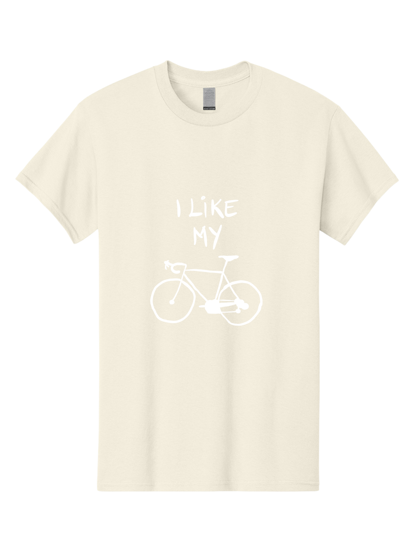 I-Like-My-Bicycle Men'S Graphic Tee, 100% Cotton, Comfortable Casual Summer Wear, Machine Washable, Cycling Culture, Bike Enthusiasts, Love For Cycling, Bicycle Appreciation, Fun Graphic, Simple Design, White Bicycle -  Aaa067