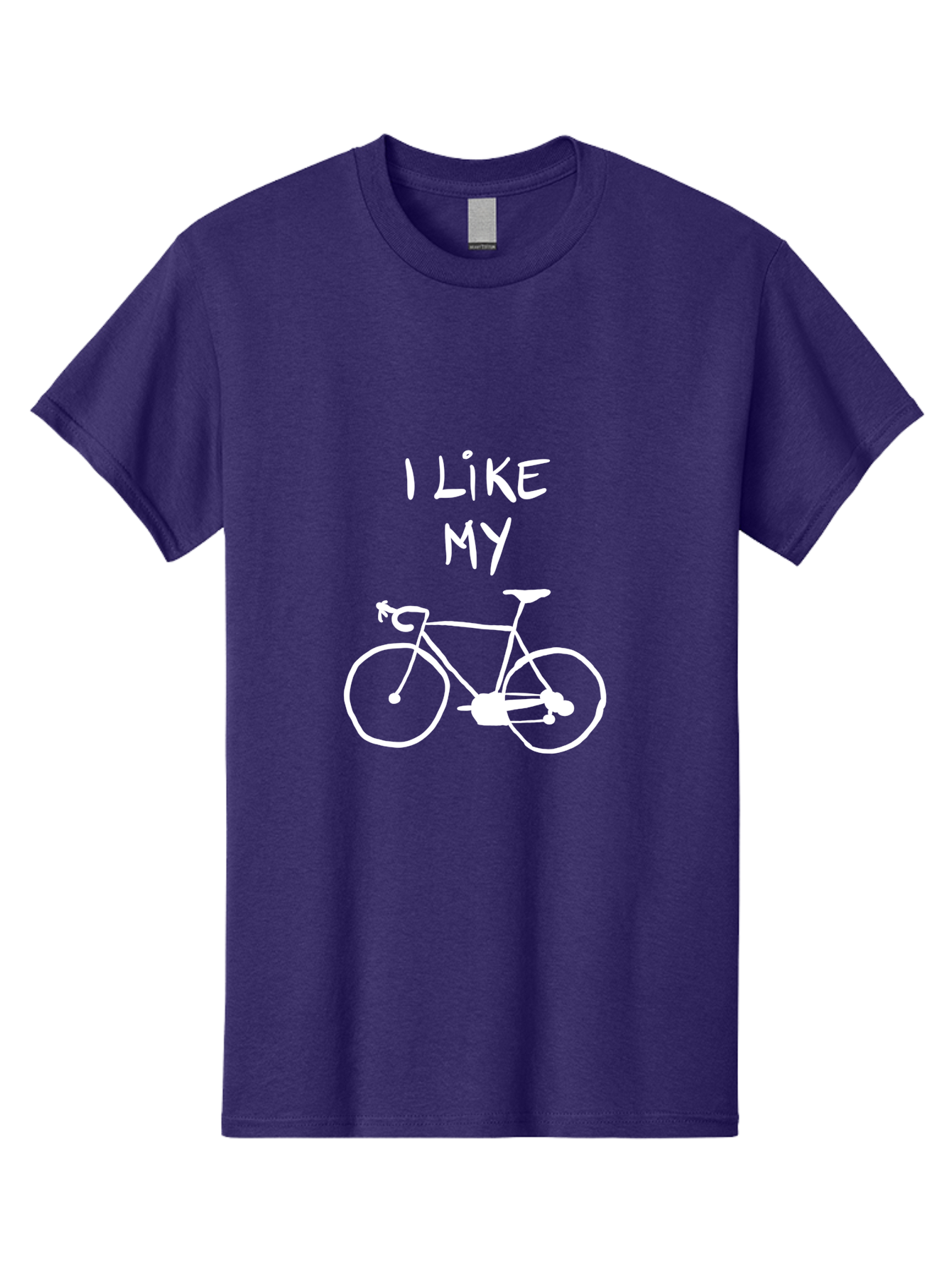 I-Like-My-Bicycle Men'S Graphic Tee, 100% Cotton, Comfortable Casual Summer Wear, Machine Washable, Cycling Culture, Bike Enthusiasts, Love For Cycling, Bicycle Appreciation, Fun Graphic, Simple Design, White Bicycle -  Aaa067