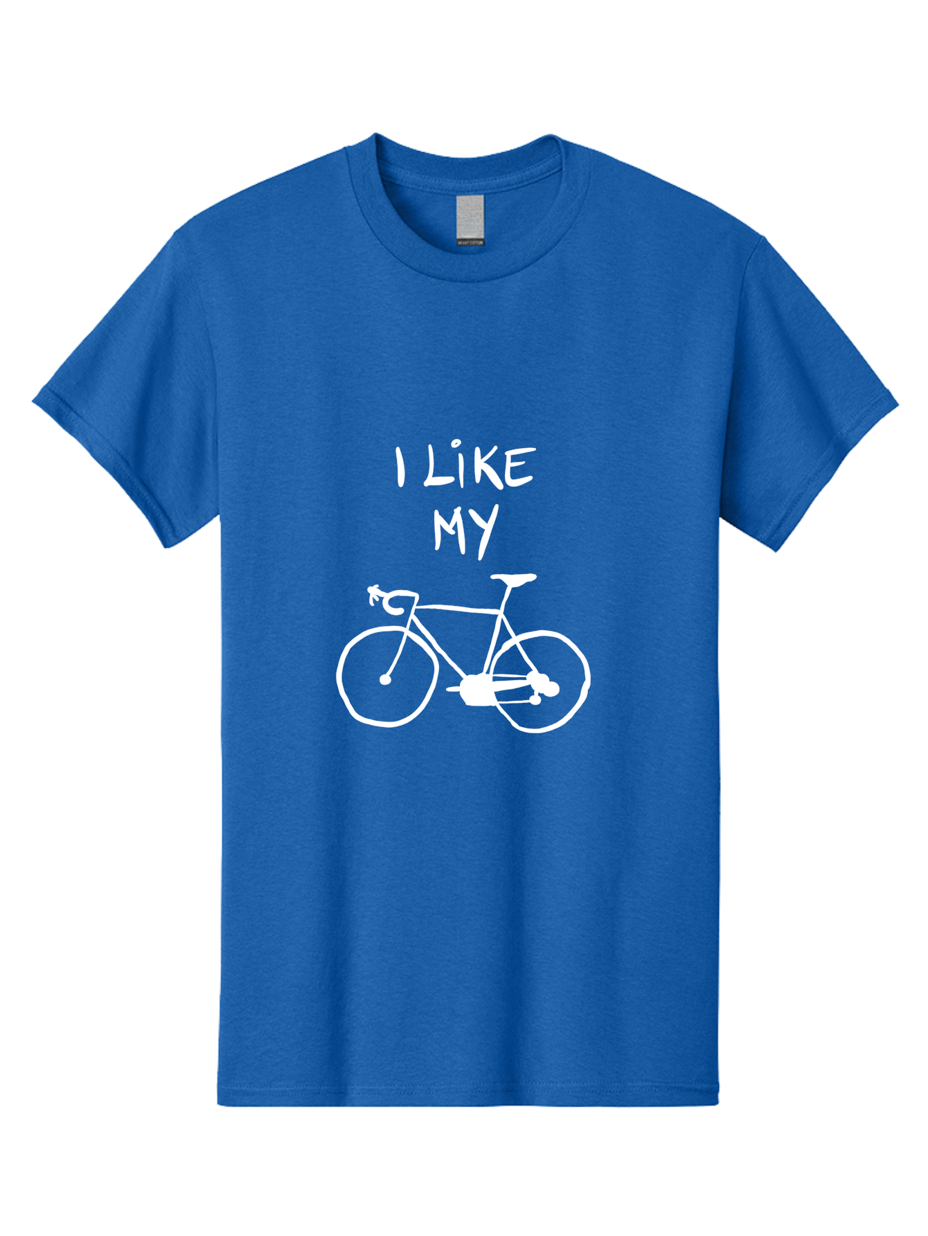 I-Like-My-Bicycle Men'S Graphic Tee, 100% Cotton, Comfortable Casual Summer Wear, Machine Washable, Cycling Culture, Bike Enthusiasts, Love For Cycling, Bicycle Appreciation, Fun Graphic, Simple Design, White Bicycle -  Aaa067