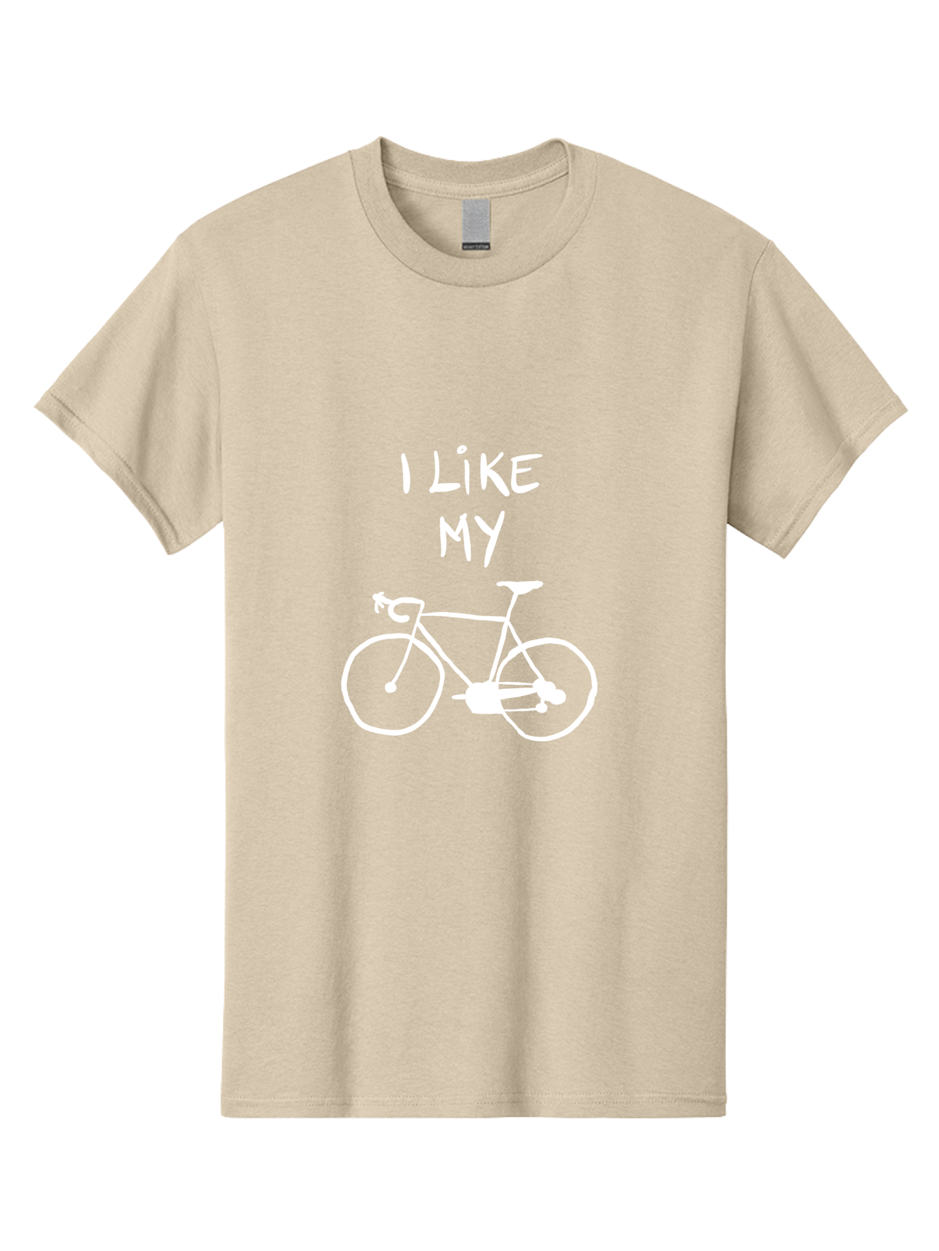 I-Like-My-Bicycle Men'S Graphic Tee, 100% Cotton, Comfortable Casual Summer Wear, Machine Washable, Cycling Culture, Bike Enthusiasts, Love For Cycling, Bicycle Appreciation, Fun Graphic, Simple Design, White Bicycle -  Aaa067