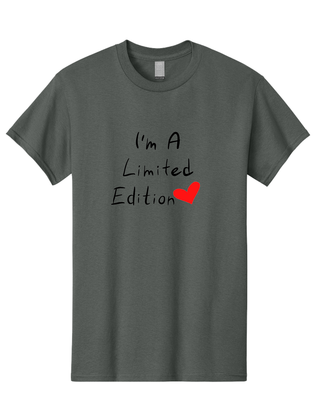 I-M-A-Limited-Edition Men'S Graphic Tee, 100% Cotton, Comfortable Casual Summer Wear, Machine Washable, Limited Edition, Unique, Exclusive, Special, One Of A Kind, Collectible, Red Heart, Handwritten Text, Bold Statement, Quirky Design -  Aaa069