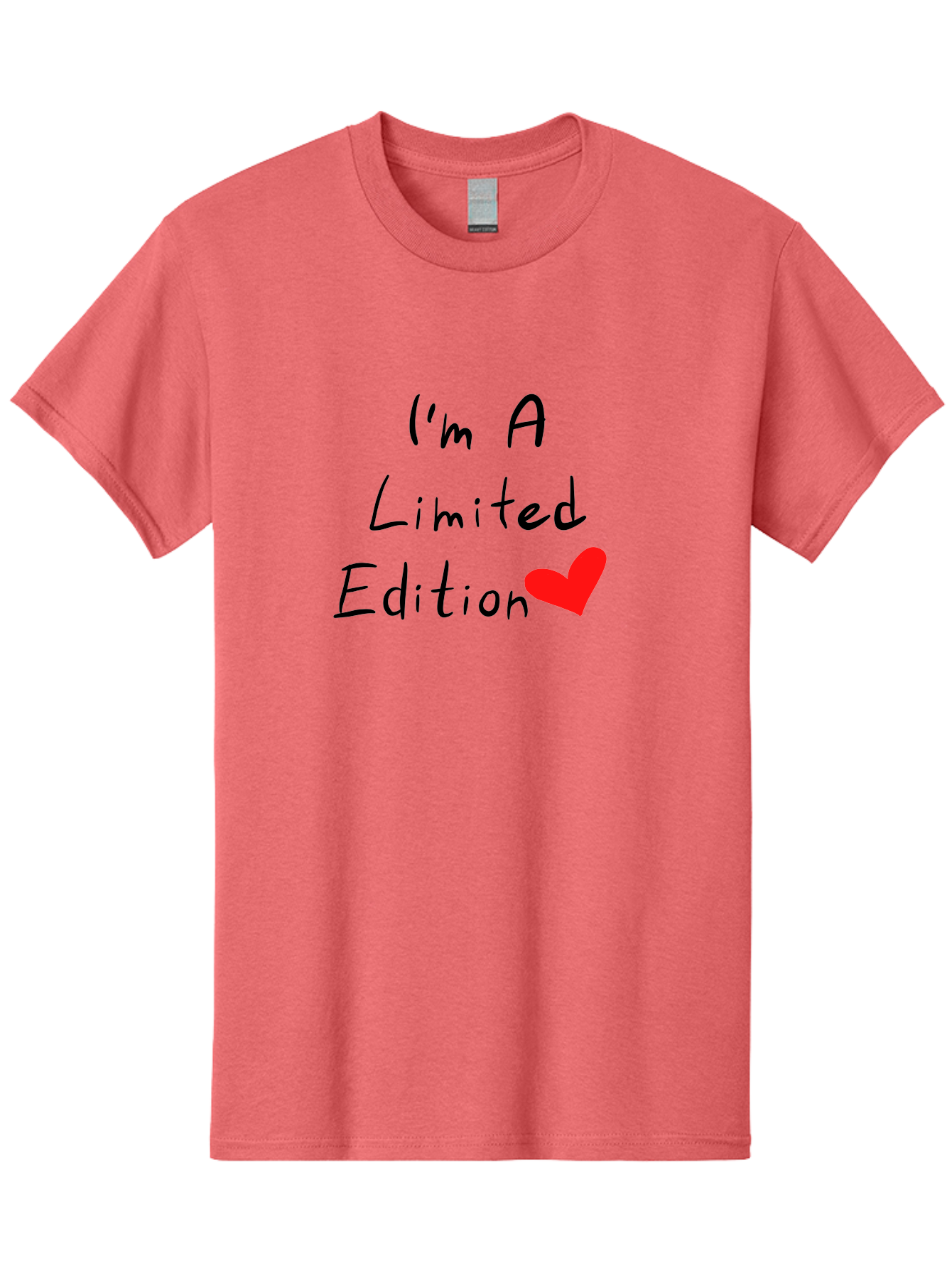 I-M-A-Limited-Edition Men'S Graphic Tee, 100% Cotton, Comfortable Casual Summer Wear, Machine Washable, Limited Edition, Unique, Exclusive, Special, One Of A Kind, Collectible, Red Heart, Handwritten Text, Bold Statement, Quirky Design -  Aaa069
