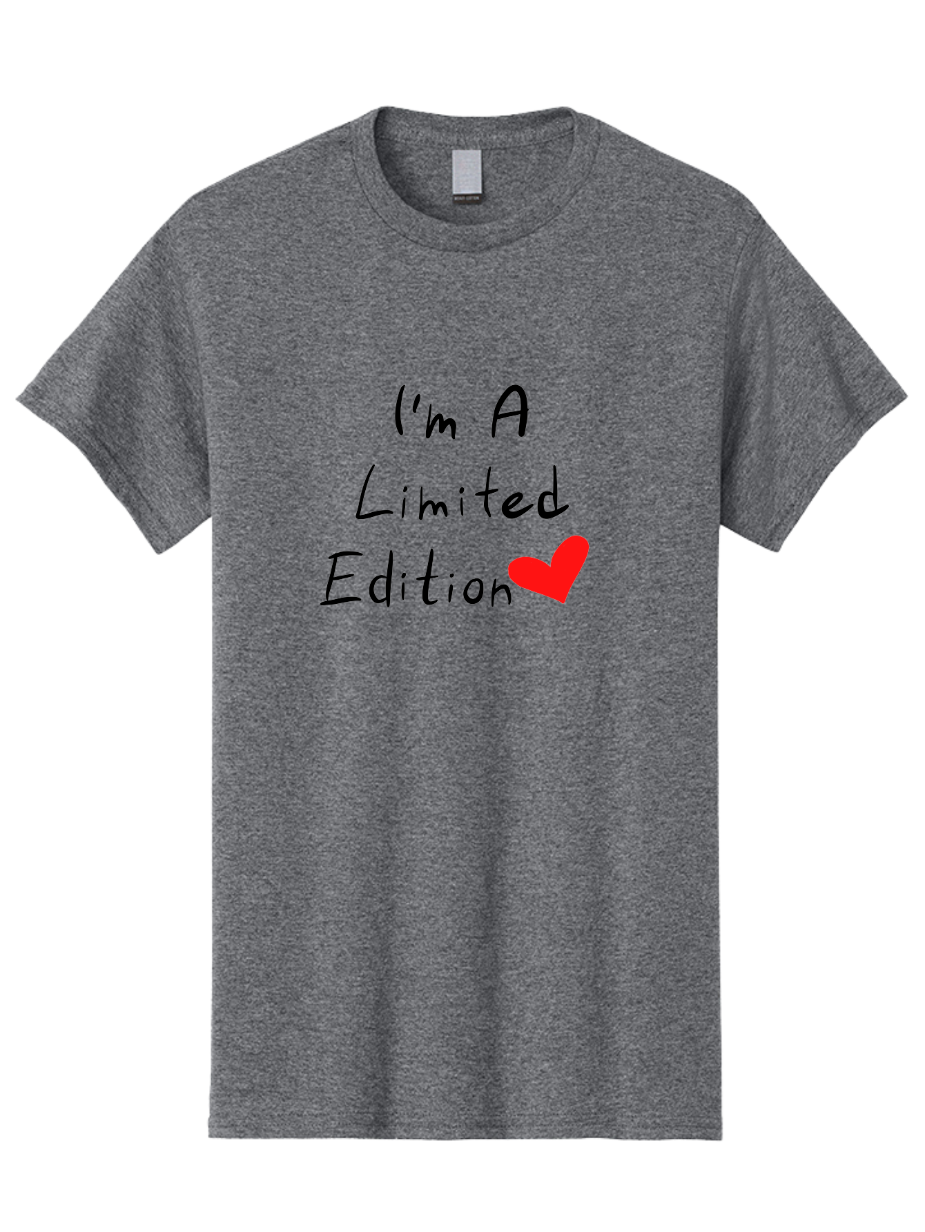 I-M-A-Limited-Edition Men'S Graphic Tee, 100% Cotton, Comfortable Casual Summer Wear, Machine Washable, Limited Edition, Unique, Exclusive, Special, One Of A Kind, Collectible, Red Heart, Handwritten Text, Bold Statement, Quirky Design -  Aaa069