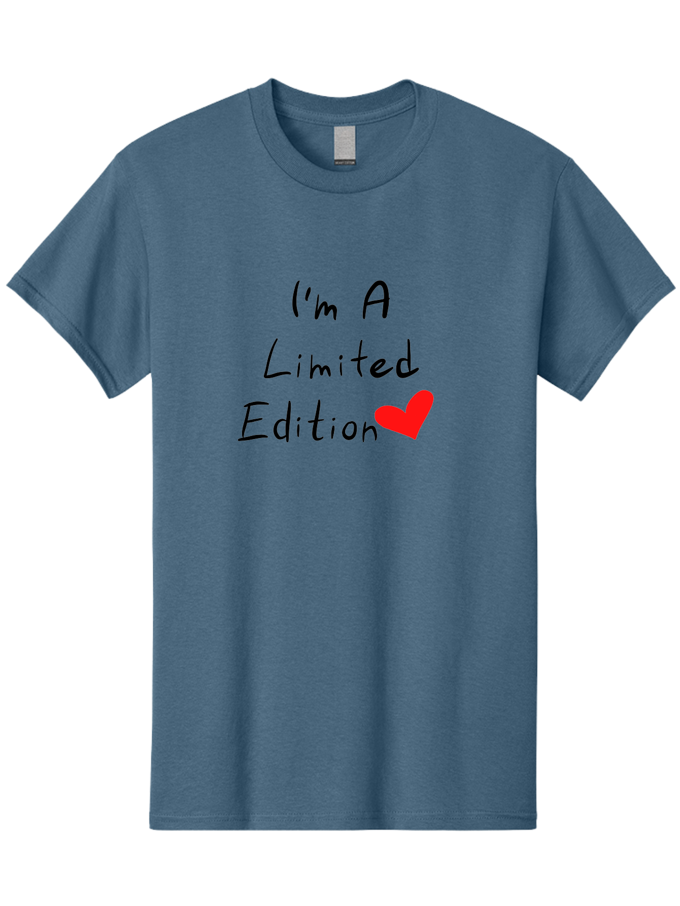 I-M-A-Limited-Edition Men'S Graphic Tee, 100% Cotton, Comfortable Casual Summer Wear, Machine Washable, Limited Edition, Unique, Exclusive, Special, One Of A Kind, Collectible, Red Heart, Handwritten Text, Bold Statement, Quirky Design -  Aaa069
