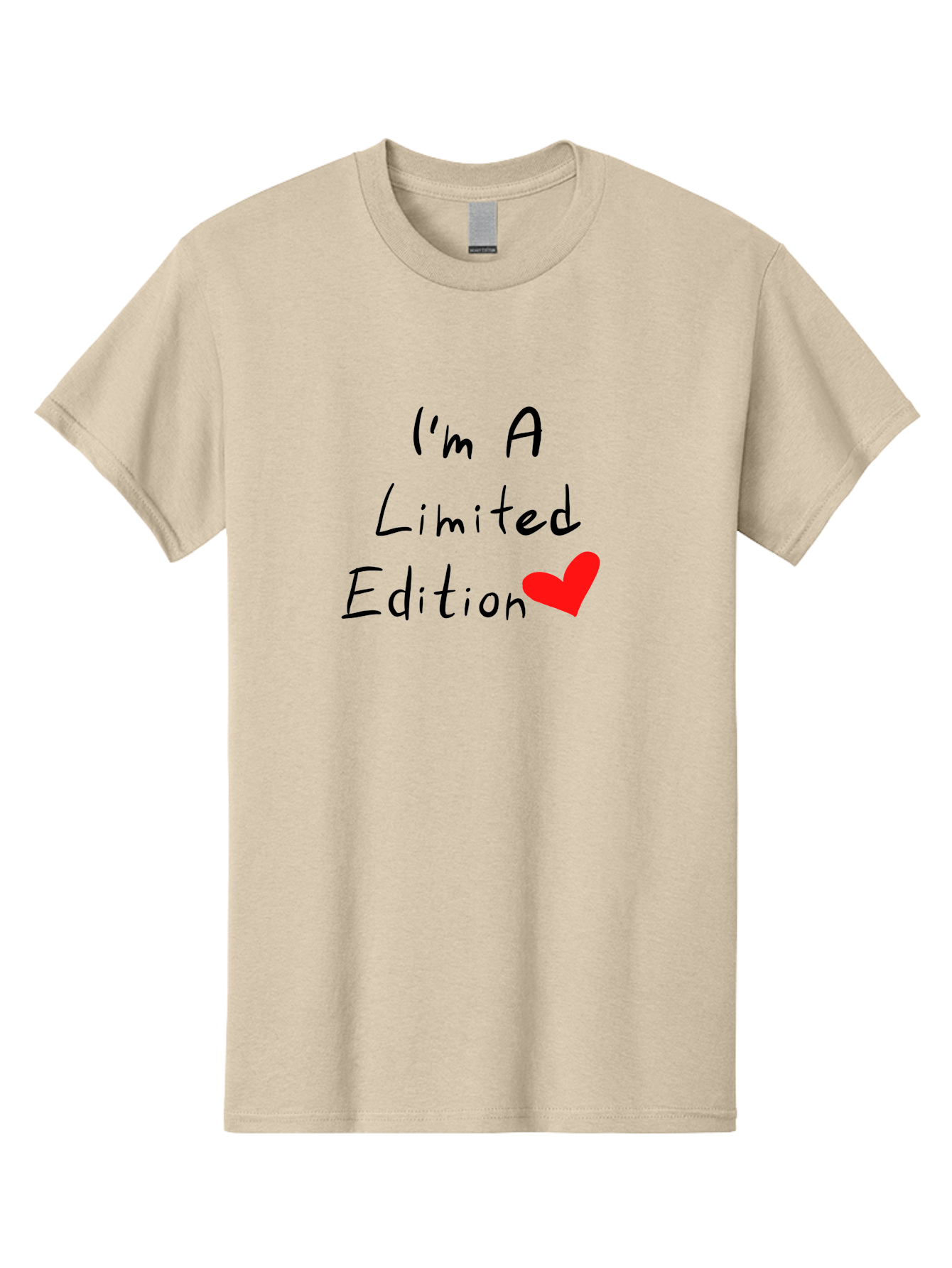 I-M-A-Limited-Edition Men'S Graphic Tee, 100% Cotton, Comfortable Casual Summer Wear, Machine Washable, Limited Edition, Unique, Exclusive, Special, One Of A Kind, Collectible, Red Heart, Handwritten Text, Bold Statement, Quirky Design -  Aaa069