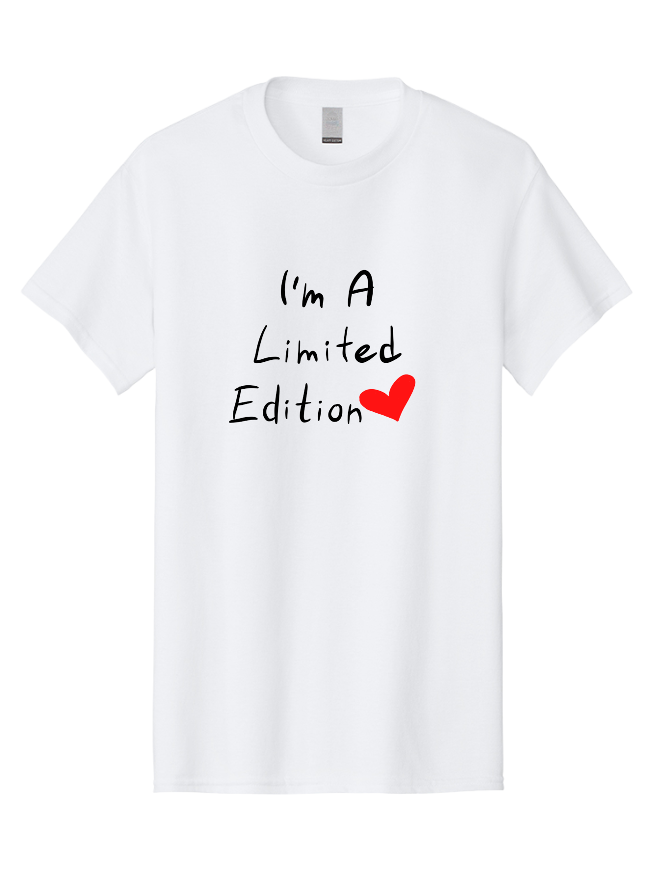 I-M-A-Limited-Edition Men'S Graphic Tee, 100% Cotton, Comfortable Casual Summer Wear, Machine Washable, Limited Edition, Unique, Exclusive, Special, One Of A Kind, Collectible, Red Heart, Handwritten Text, Bold Statement, Quirky Design -  Aaa069