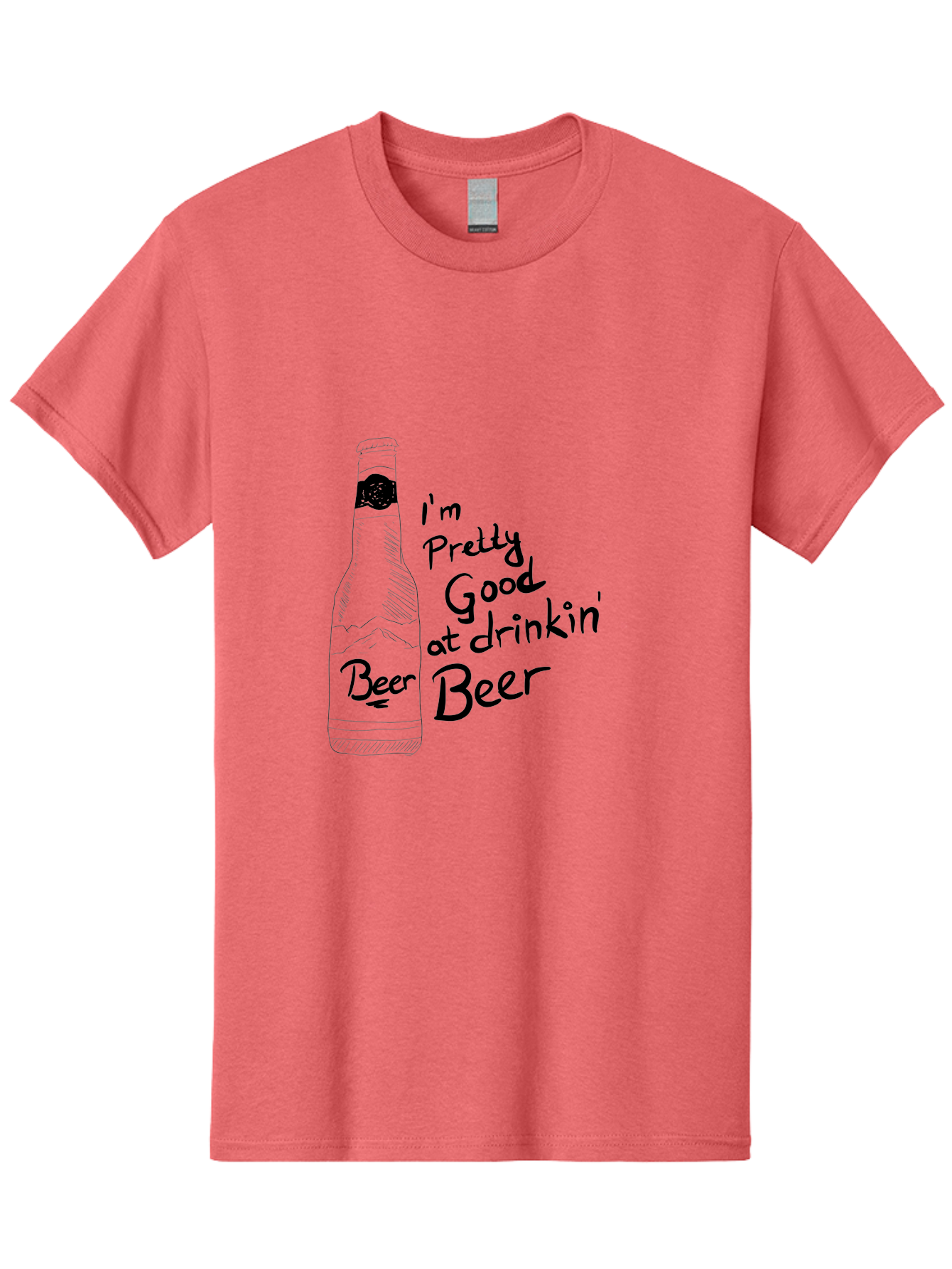 I-M-Pretty-Good-At-Drinkin-Beer Men'S Graphic Tee, 100% Cotton, Comfortable Casual Summer Wear, Machine Washable, Funny Quote, Beer Bottle, Humorous Saying, Sarcastic Humor, Drinking Joke, Beer Lover, Hand Drawn Illustration -  Aaa072