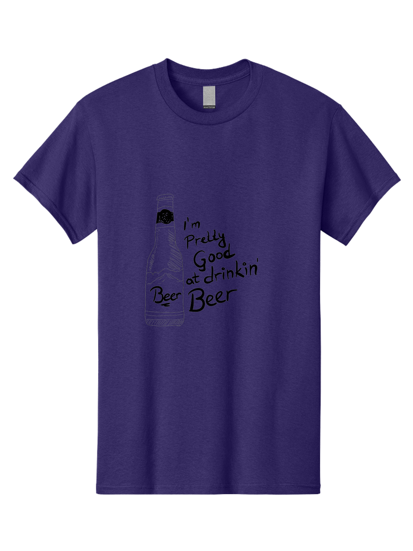 I-M-Pretty-Good-At-Drinkin-Beer Men'S Graphic Tee, 100% Cotton, Comfortable Casual Summer Wear, Machine Washable, Funny Quote, Beer Bottle, Humorous Saying, Sarcastic Humor, Drinking Joke, Beer Lover, Hand Drawn Illustration -  Aaa072