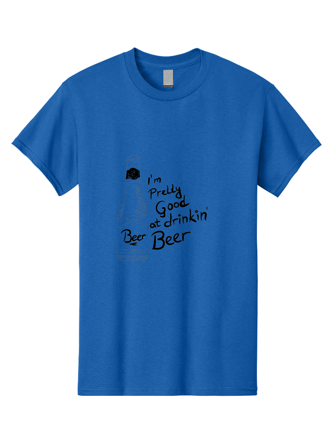 I-M-Pretty-Good-At-Drinkin-Beer Men'S Graphic Tee, 100% Cotton, Comfortable Casual Summer Wear, Machine Washable, Funny Quote, Beer Bottle, Humorous Saying, Sarcastic Humor, Drinking Joke, Beer Lover, Hand Drawn Illustration -  Aaa072
