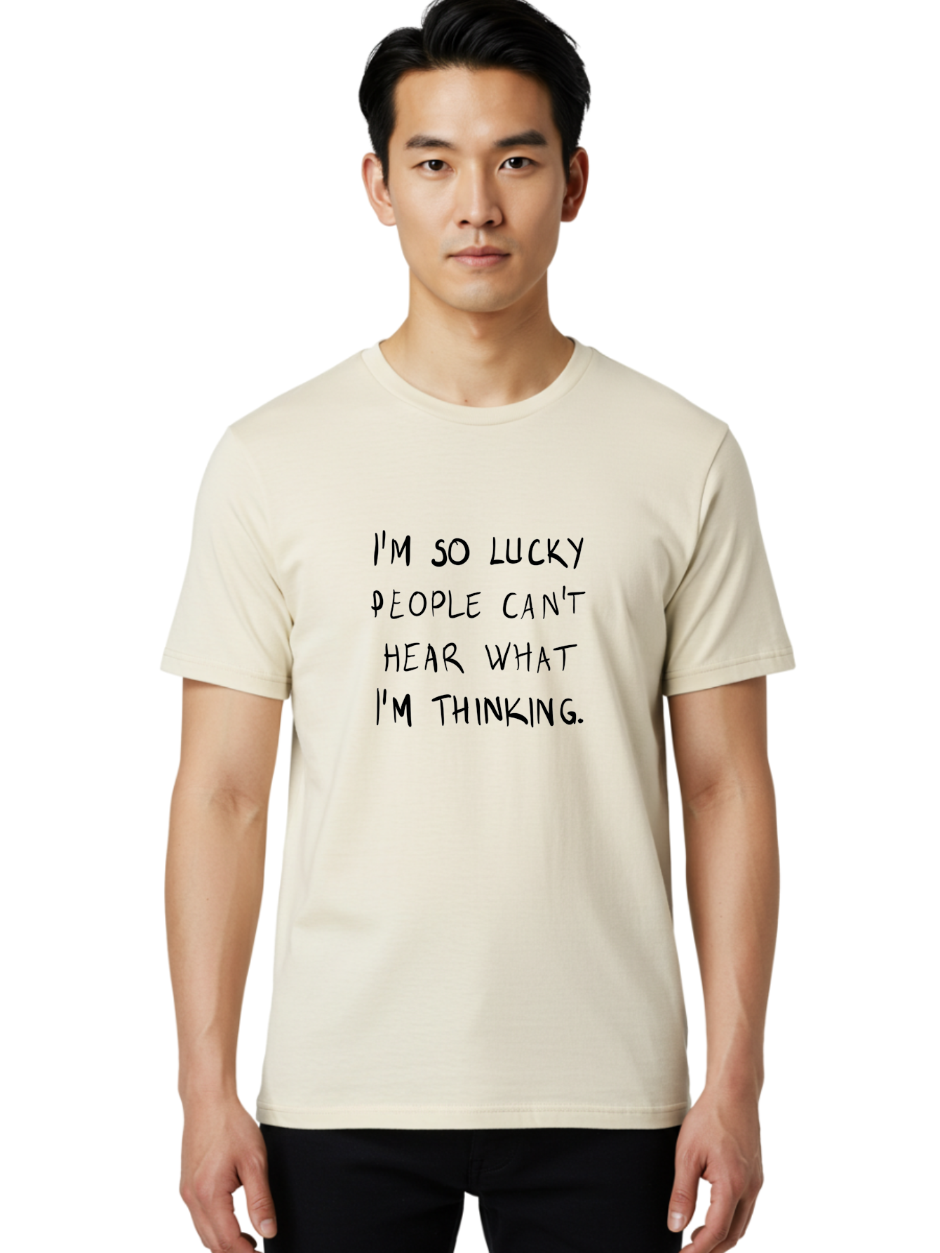 I-M-So-Lucky Men'S Graphic Tee, 100% Cotton, Comfortable Casual Summer Wear, Machine Washable, Funny Quote, Sarcastic Humor, Witty Saying, Ironic Phrase, Clever Remark, Humorous Meme, Sassy Text -  Aaa073