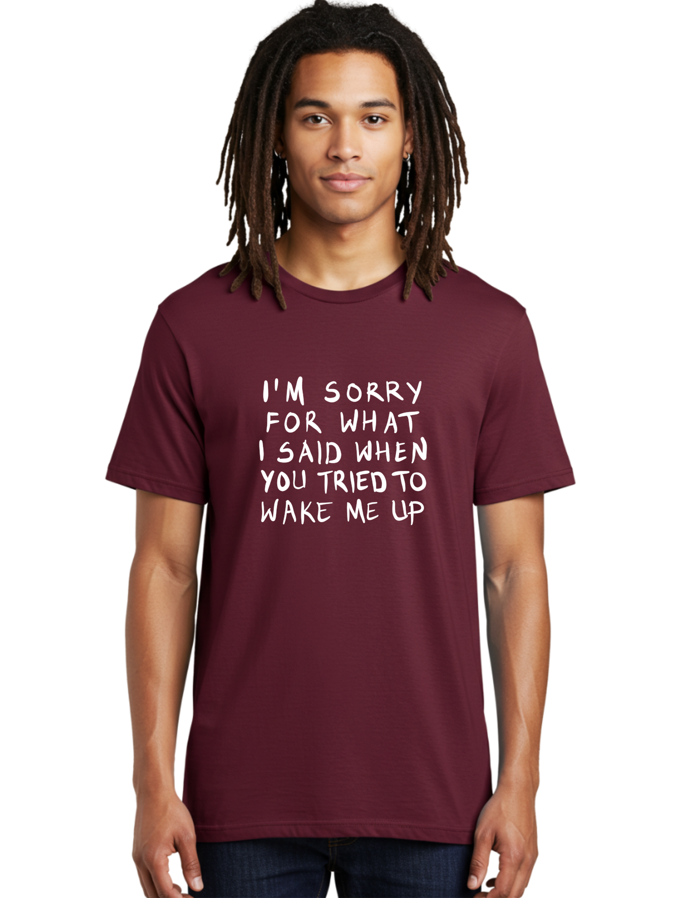 I-M-Sorry-For-What-I-Said-When-You-Tried-To-Wake-Me-Up Men'S Graphic Tee, 100% Cotton, Comfortable Casual Summer Wear, Machine Washable, Apology Message, Funny Quotes, Morning Humor, Wake Up Humor, Grumpy Morning, Sarcastic Apology, -  Aaa074