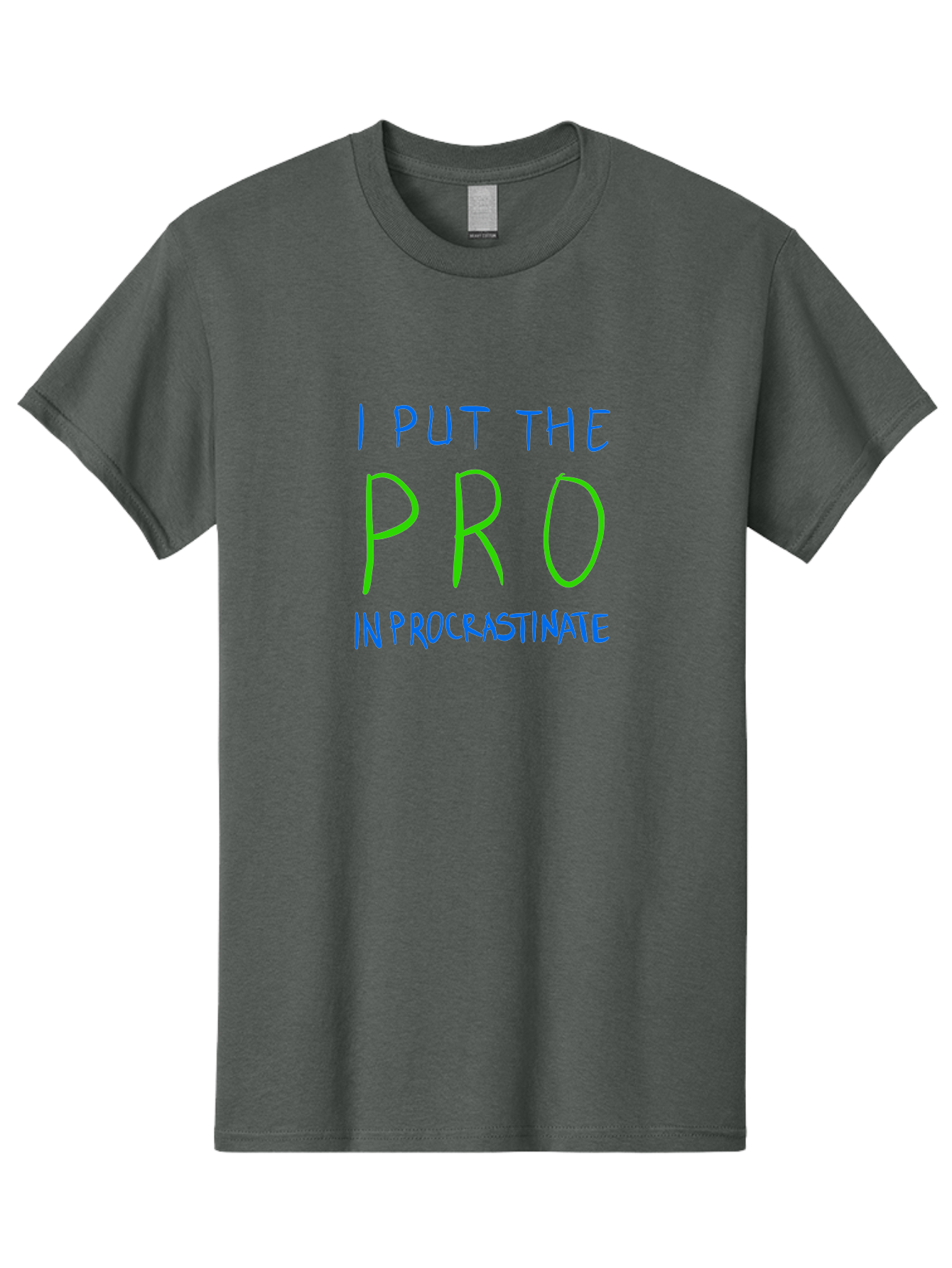 I-Put-The-Pro-In-Procrastinate Men'S Graphic Tee, 100% Cotton, Comfortable Casual Summer Wear, Machine Washable, Humorous Quote, Funny Saying, Procrastination Humor, Witty Phrase, Playful Typography, Motivational Meme, Productivity Joke -  Aaa077