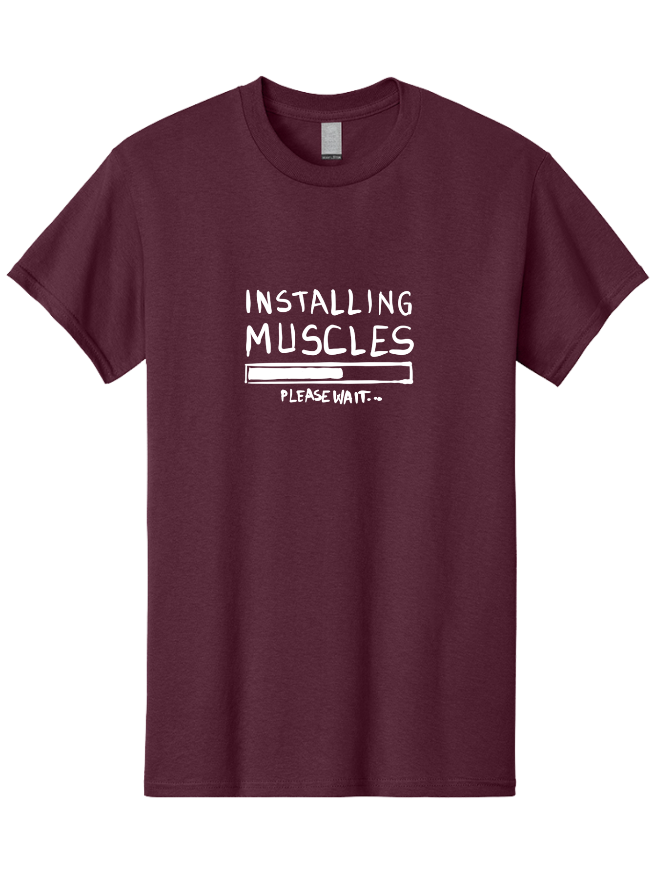 Installing-Muscles Men'S Graphic Tee, 100% Cotton, Comfortable Casual Summer Wear, Machine Washable, Installing Muscles, Gym Humor, Fitness Motivation, Progress Bar, Workout Joke, Please Wait, Fitness Quote -  Aaa081