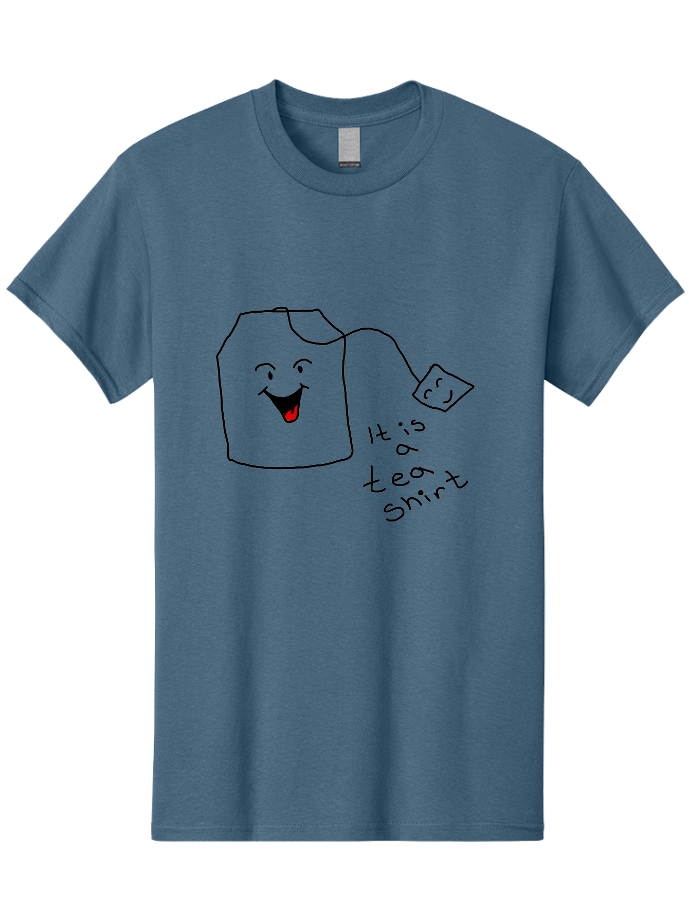 It-Is-Tea-Shirt Men'S Graphic Tee, 100% Cotton, Comfortable Casual Summer Wear, Machine Washable, Funny Pun, Cartoon Character, Tea Cup, Smiling Face, Tea Bag, Playful Joke, Wordplay, Humorous Image, Cute Design, Simple Drawing, Comical Art -  Aaa082