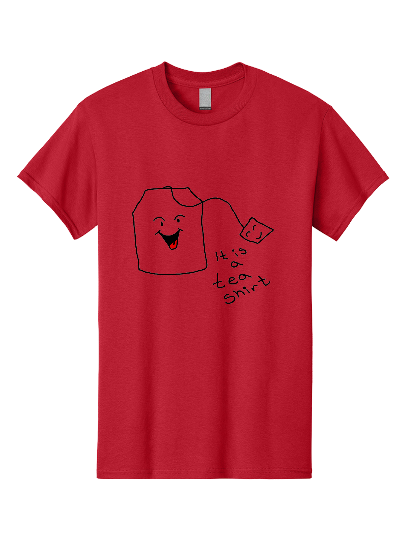 It-Is-Tea-Shirt Men'S Graphic Tee, 100% Cotton, Comfortable Casual Summer Wear, Machine Washable, Funny Pun, Cartoon Character, Tea Cup, Smiling Face, Tea Bag, Playful Joke, Wordplay, Humorous Image, Cute Design, Simple Drawing, Comical Art -  Aaa082