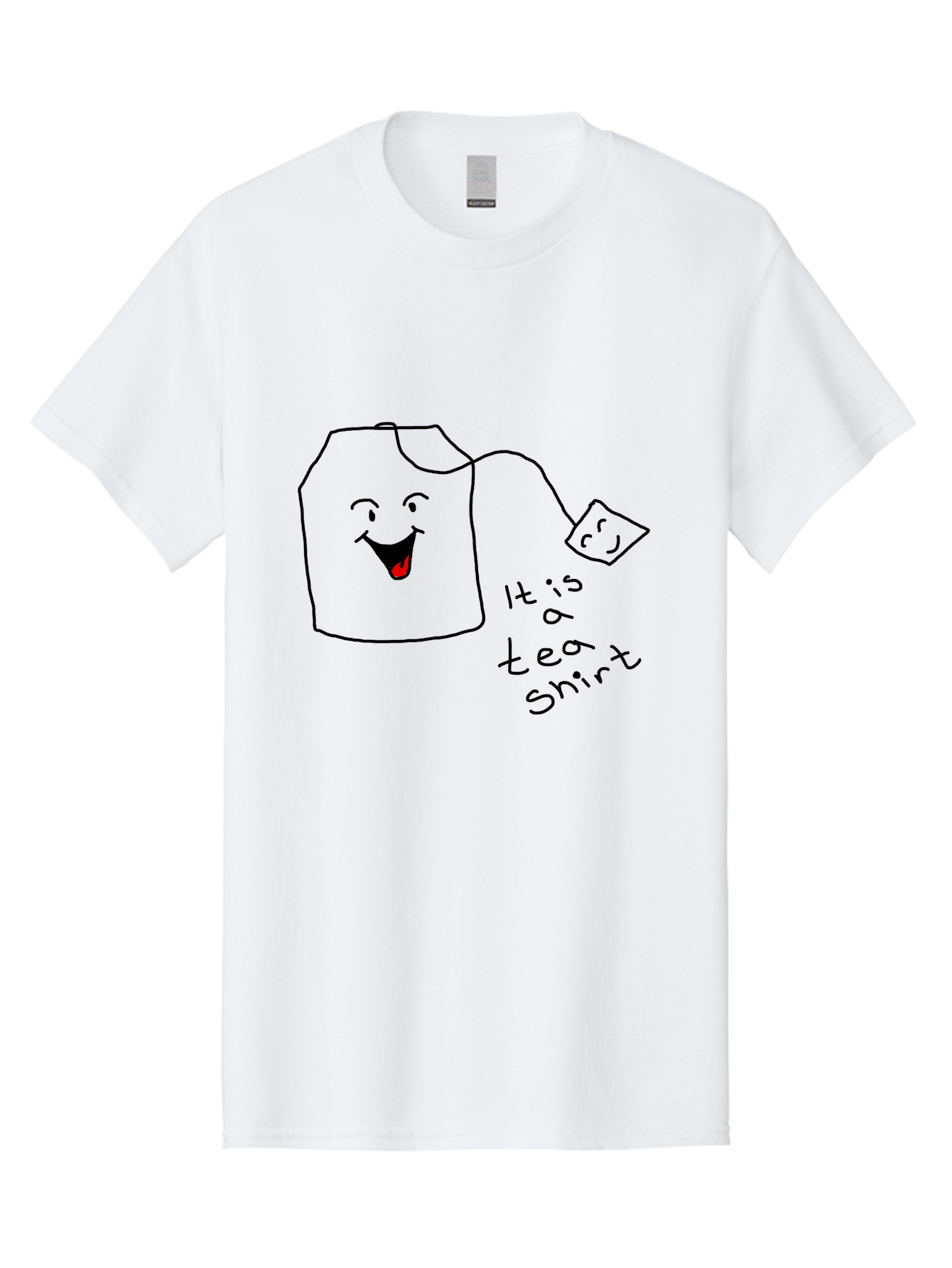 It-Is-Tea-Shirt Men'S Graphic Tee, 100% Cotton, Comfortable Casual Summer Wear, Machine Washable, Funny Pun, Cartoon Character, Tea Cup, Smiling Face, Tea Bag, Playful Joke, Wordplay, Humorous Image, Cute Design, Simple Drawing, Comical Art -  Aaa082