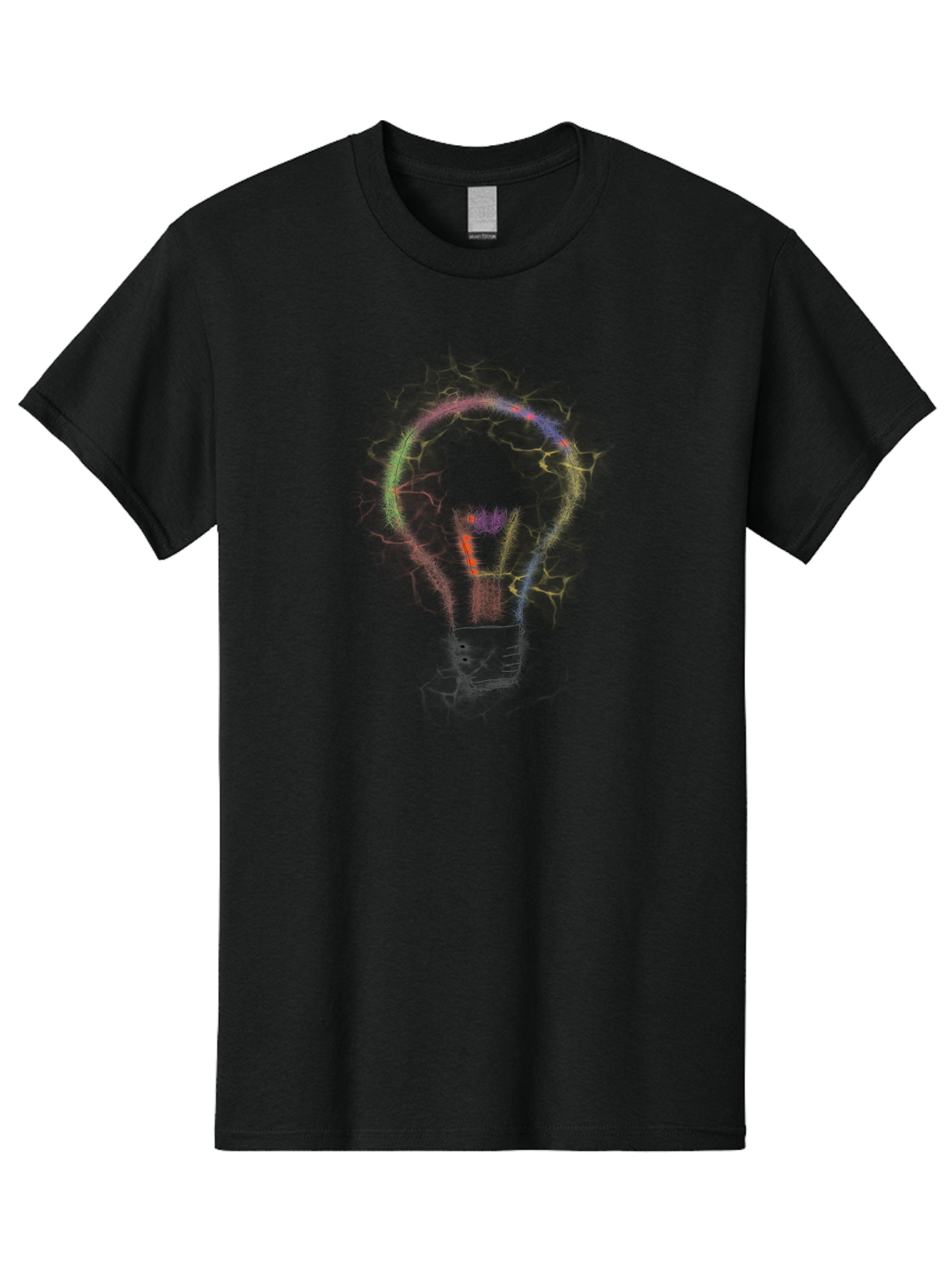 Light-Bulb-Sketch Men'S Graphic Tee, 100% Cotton, Comfortable Casual Summer Wear, Machine Washable, Light Bulb, Hand-Drawn Image, Creative Ideas, Innovative Concepts, Inspirational Symbol, Brainstorming, Problem-Solving -  Aaa087