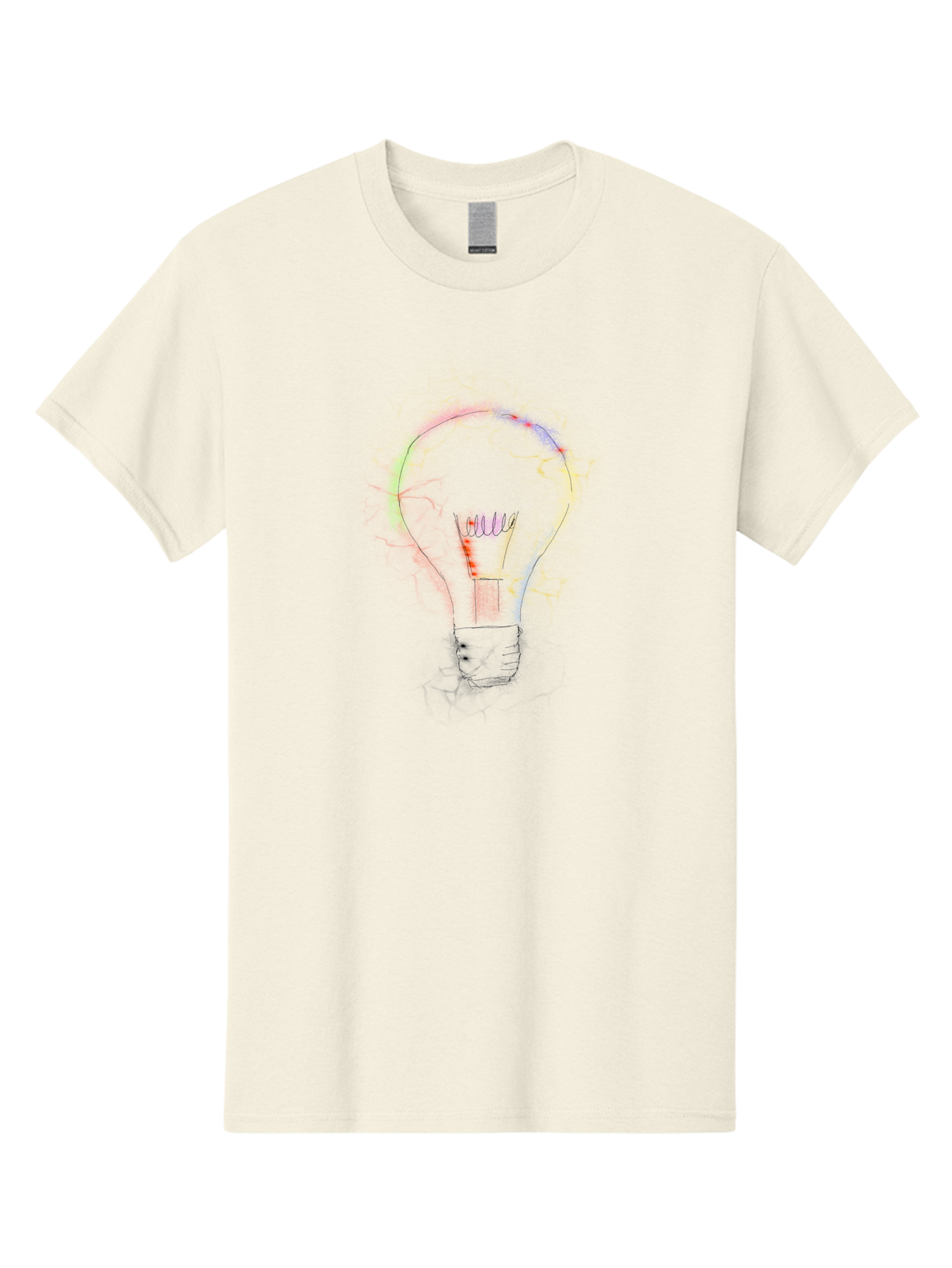 Light-Bulb-Sketch Men'S Graphic Tee, 100% Cotton, Comfortable Casual Summer Wear, Machine Washable, Light Bulb, Hand-Drawn Image, Creative Ideas, Innovative Concepts, Inspirational Symbol, Brainstorming, Problem-Solving -  Aaa087